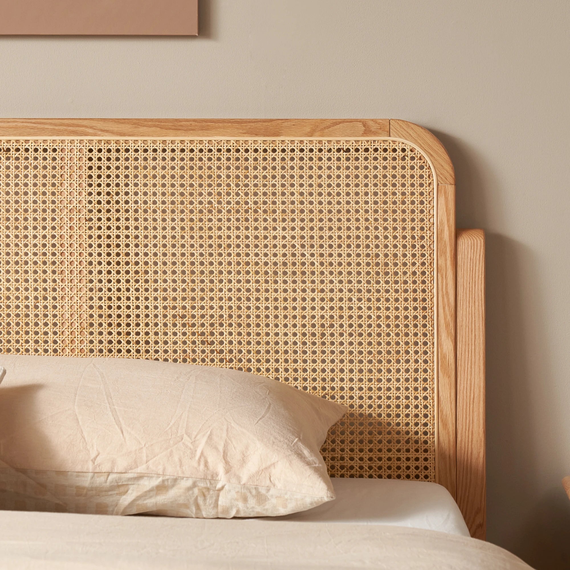 Solidwood Wenrik Bed Frame With Adjustable Headboard, Natural Wood