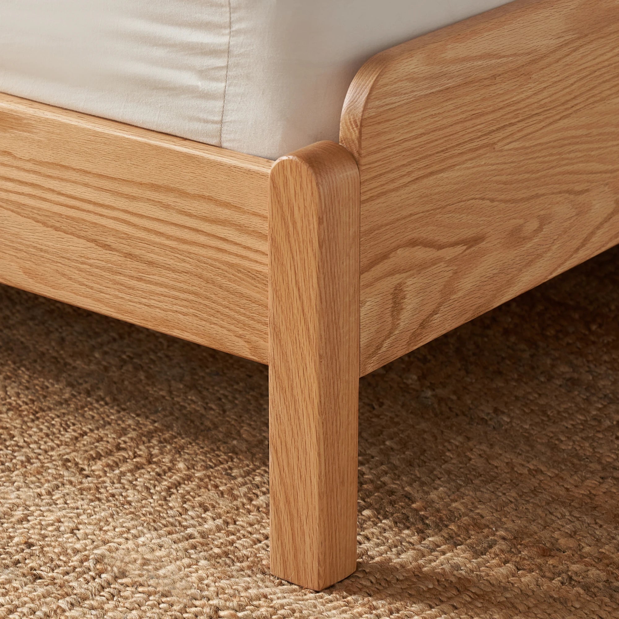 Solidwood Wenrik Bed Frame With Adjustable Headboard, Natural Wood