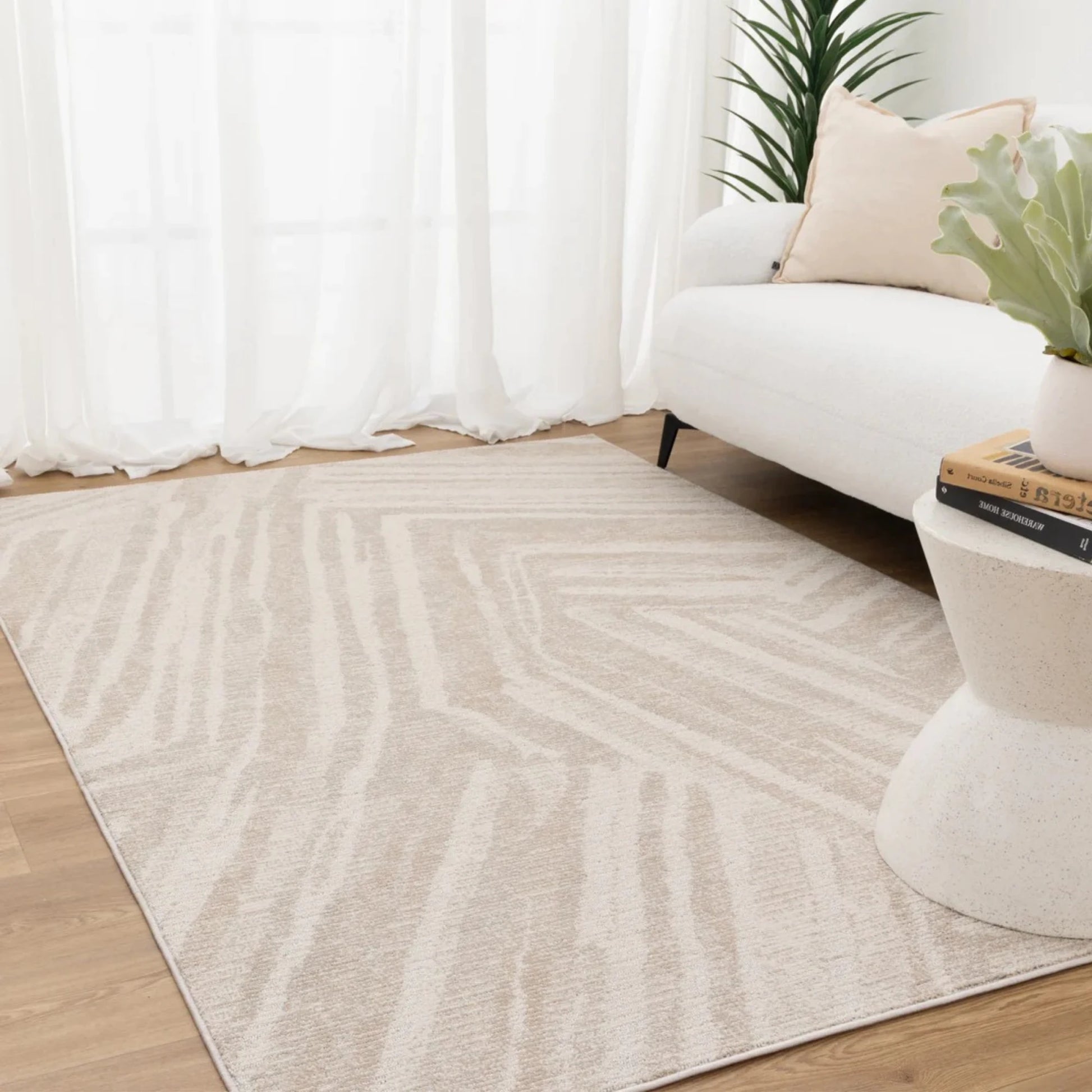 DreamWeaver Toscana Geo Lines Rug, Beige, Cream