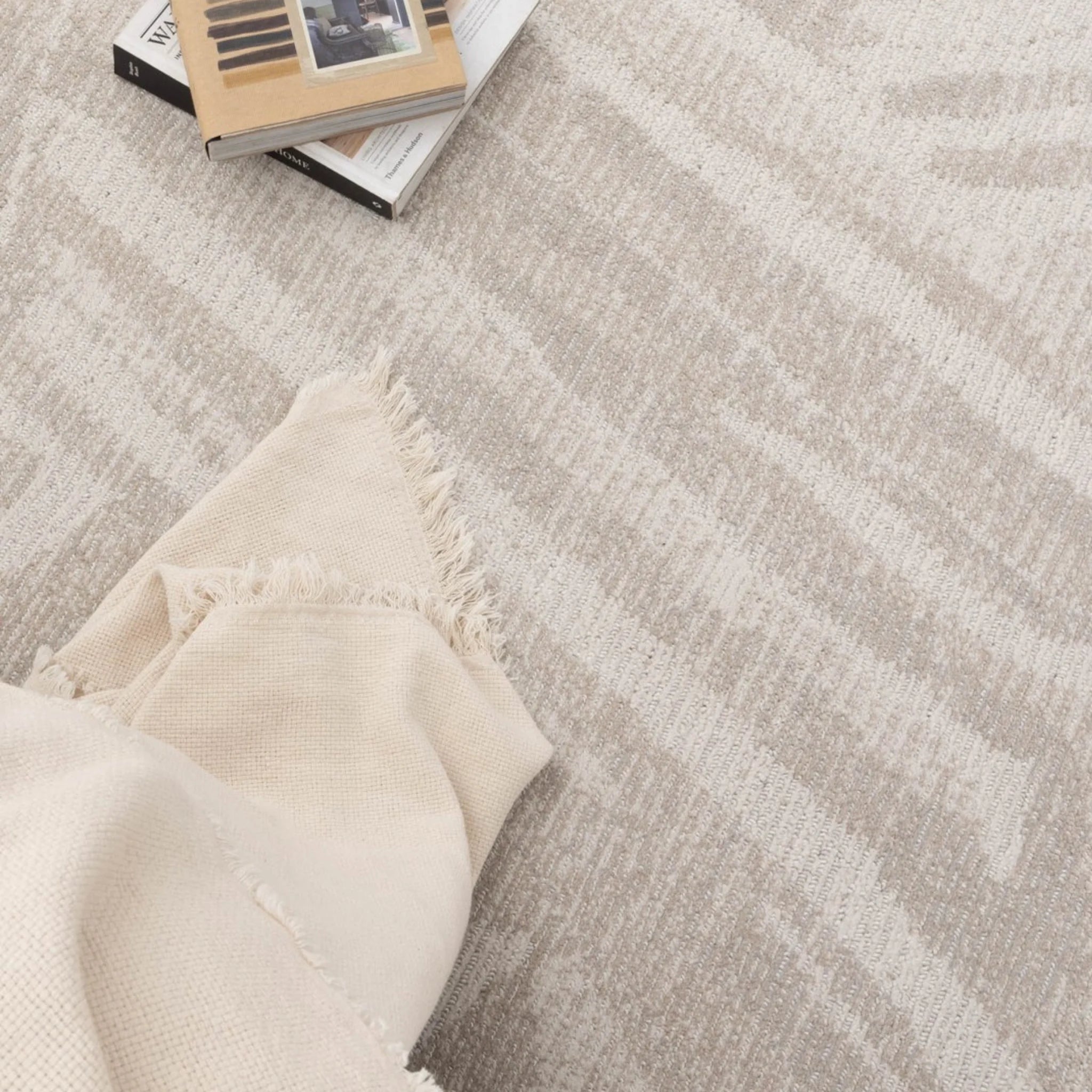 DreamWeaver Toscana Geo Lines Rug, Beige, Cream