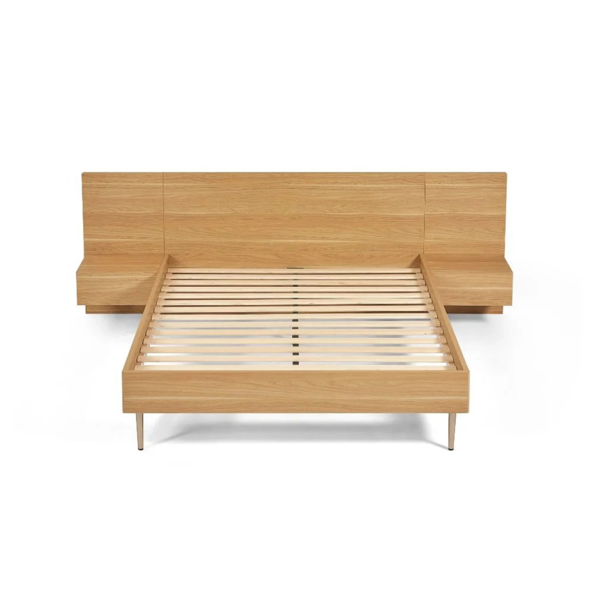 Lifely Eve Bed Frame With 2 Bedside Tables Set, Natural Wood