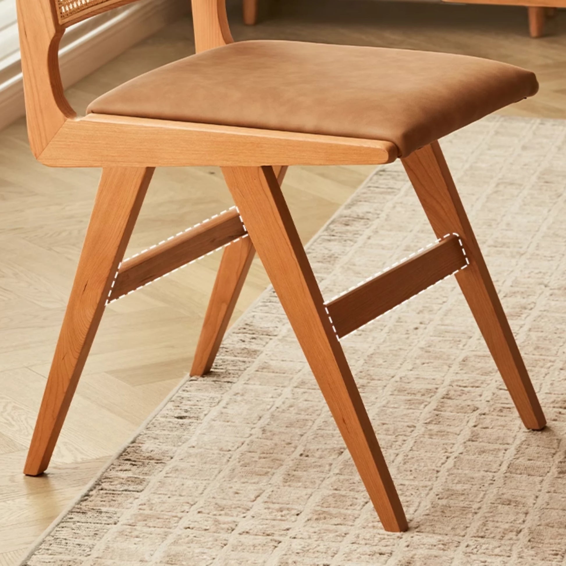 Solidwood Elvoraa Cherry Dining Table Set with 4 Chairs, 220cm
