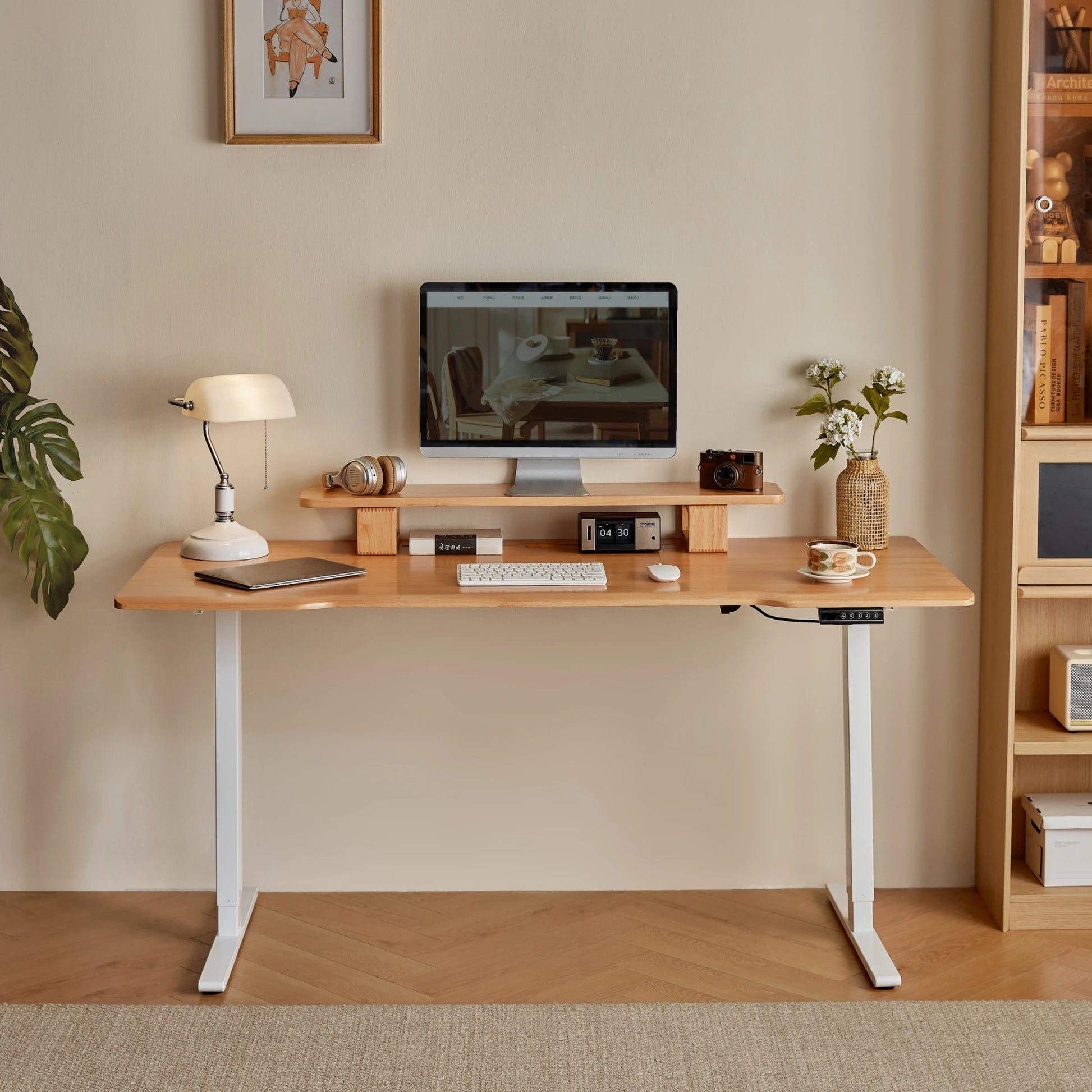 Linspire Lumen Electric Height Adjustable Standing Desk with Riser Stand, 120cm