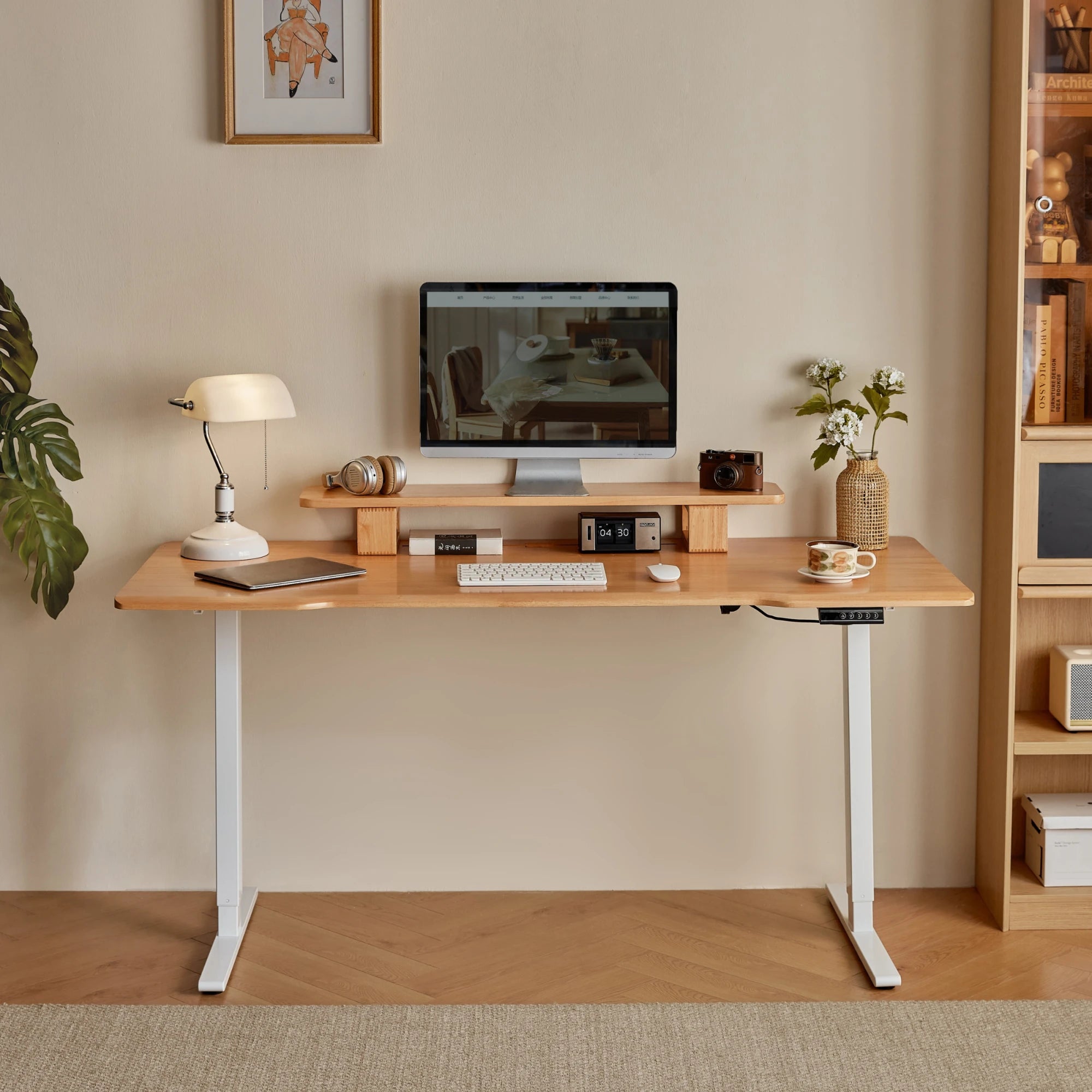 Linspire Lumen Electric Height Adjustable Standing Desk with Riser Stand, 120cm