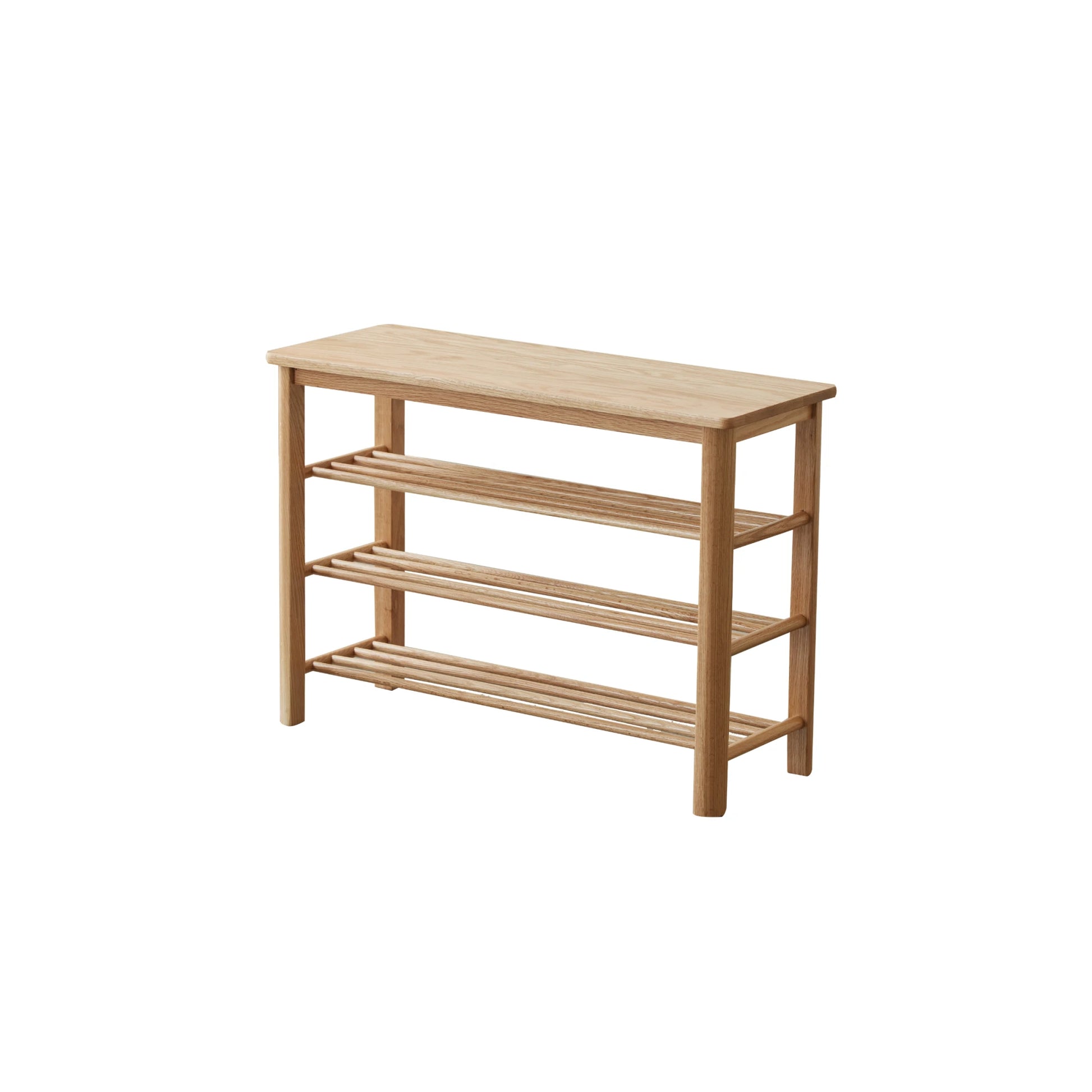 Solidwood Fuji Shoe Bench, 80x30x57cm, Natural Wood