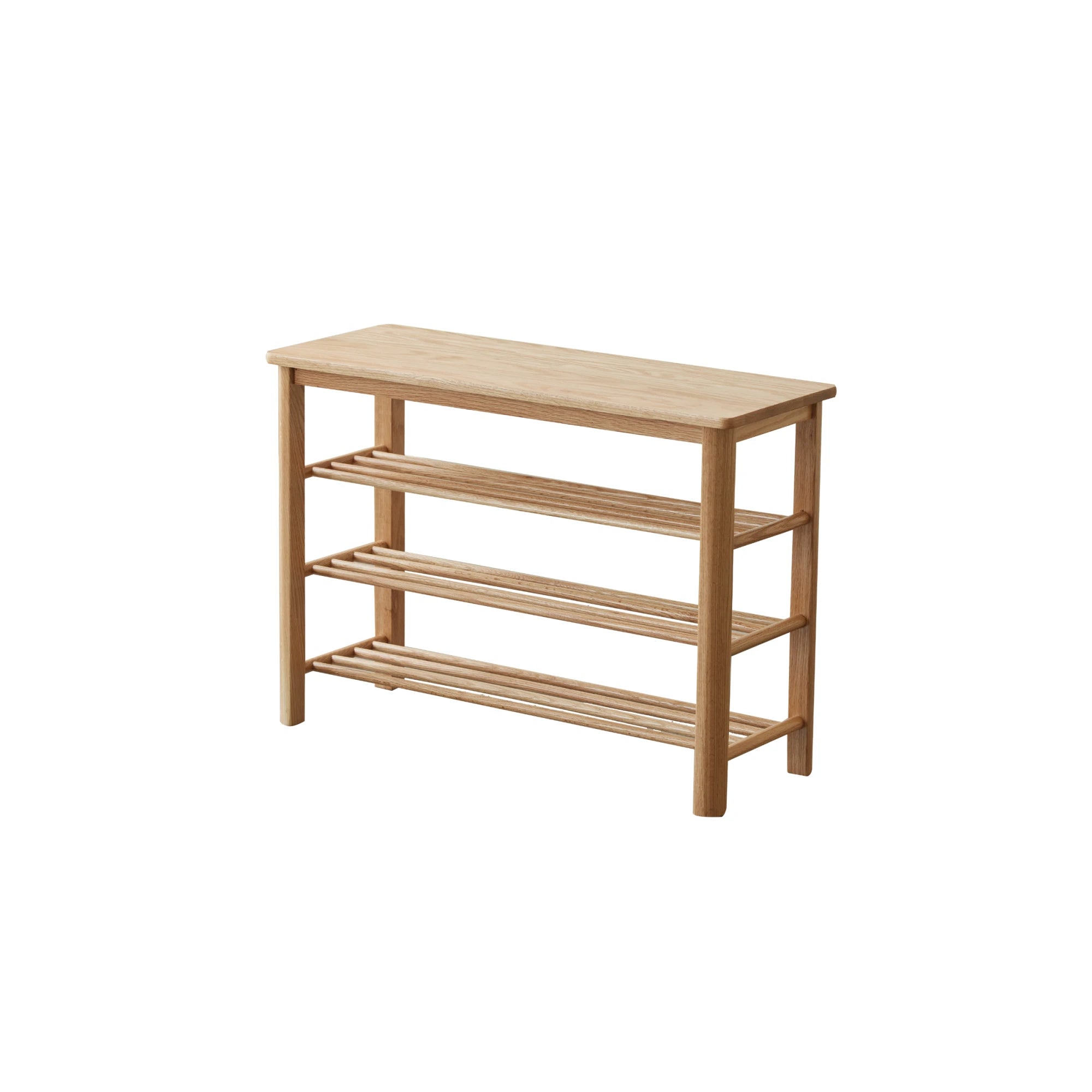Solidwood Fuji Shoe Bench, 80x30x57cm, Natural Wood
