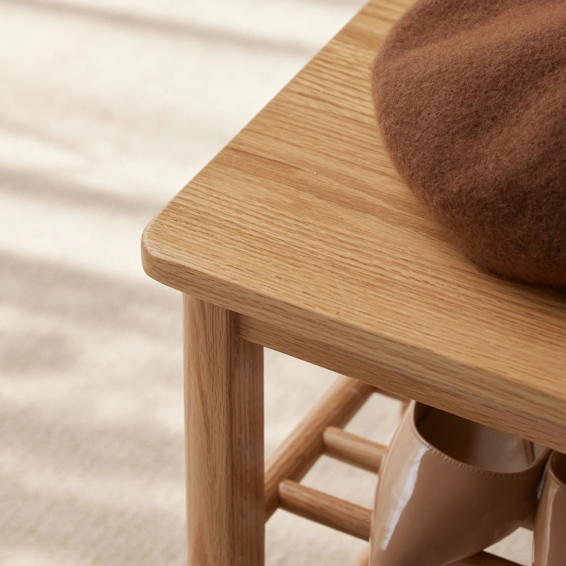 Solidwood Fuji Shoe Bench, 80x30x72cm, Natural Wood