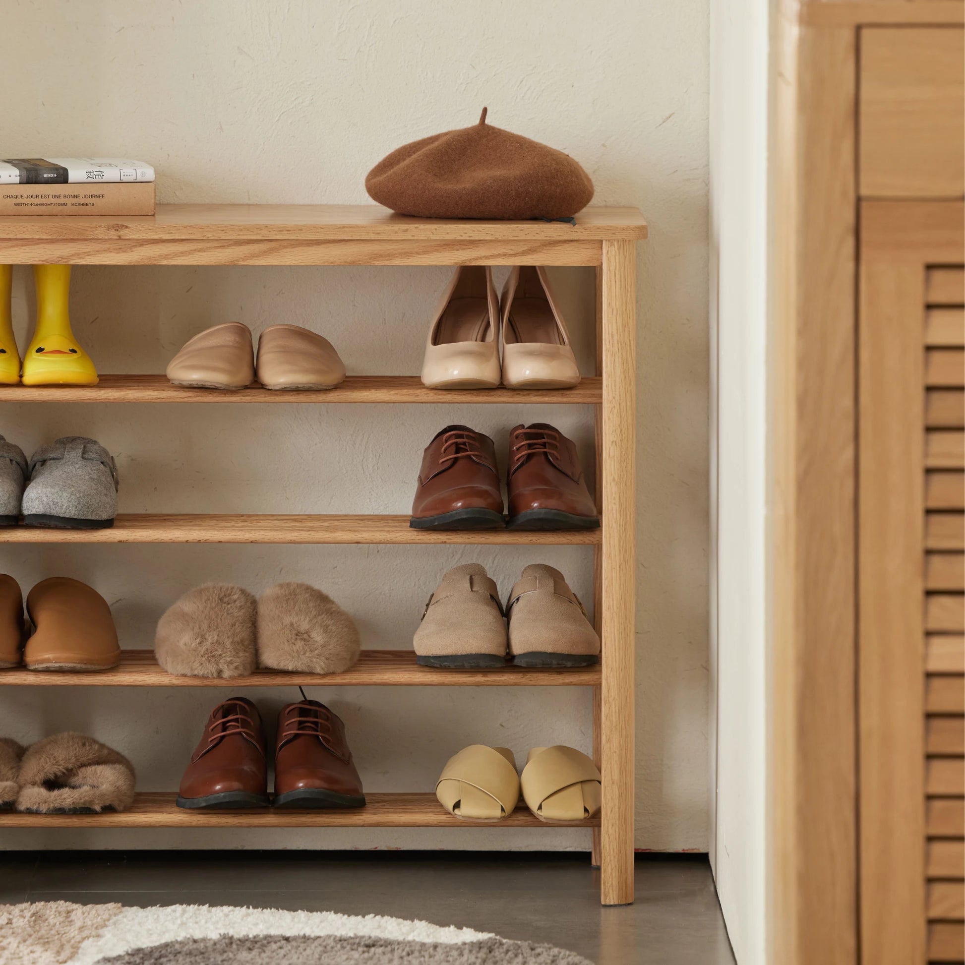 Solidwood Fuji Shoe Bench, 80x30x72cm, Natural Wood