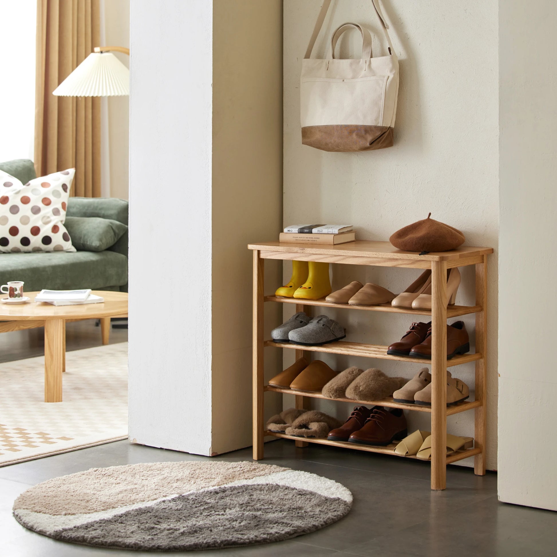 Solidwood Fuji Shoe Bench, 80x30x72cm, Natural Wood