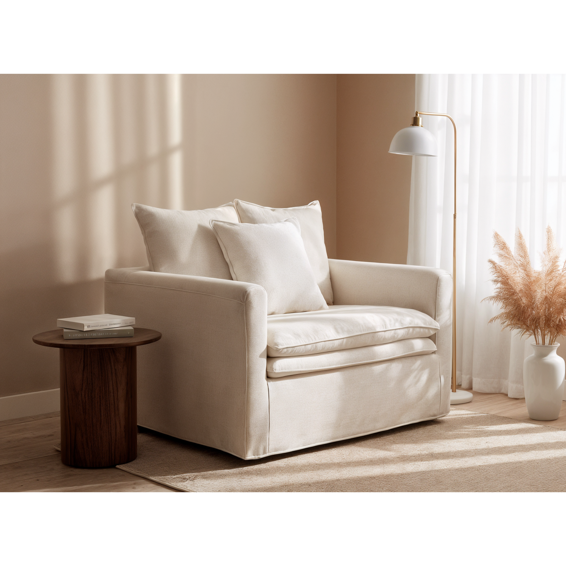 MODE Crepes Linen Armchair, Off-White