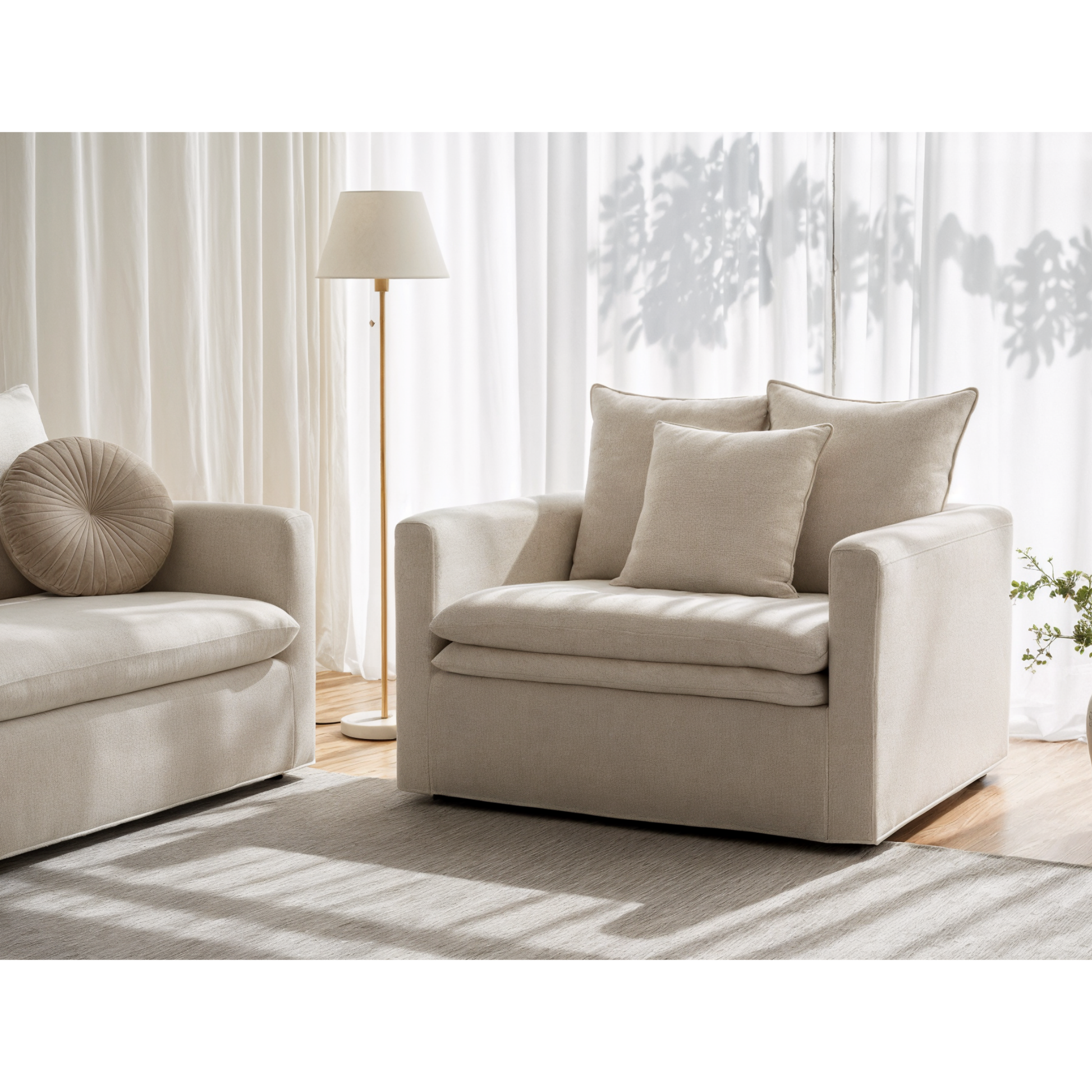 MODE Crepes Linen Armchair, Off-White