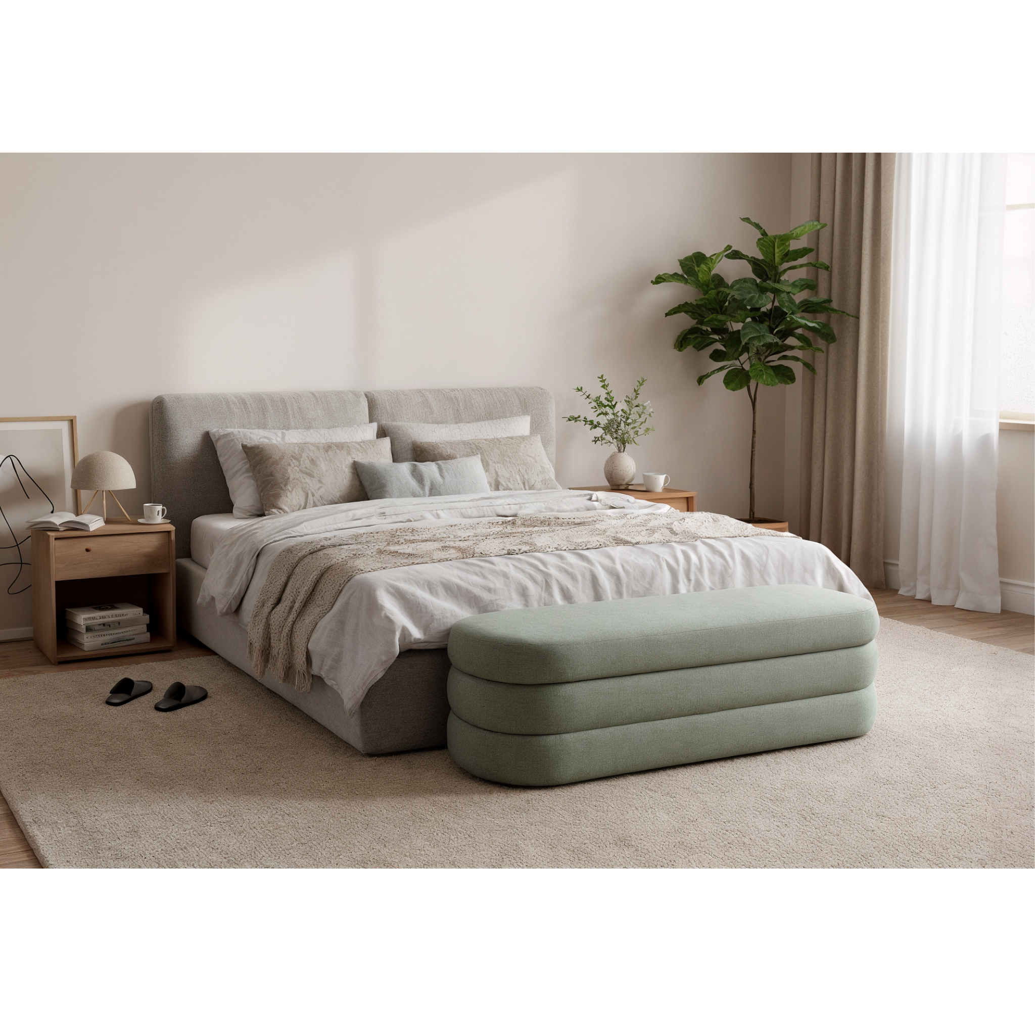MODE Timo Chenille Storage Bench, Moss Green
