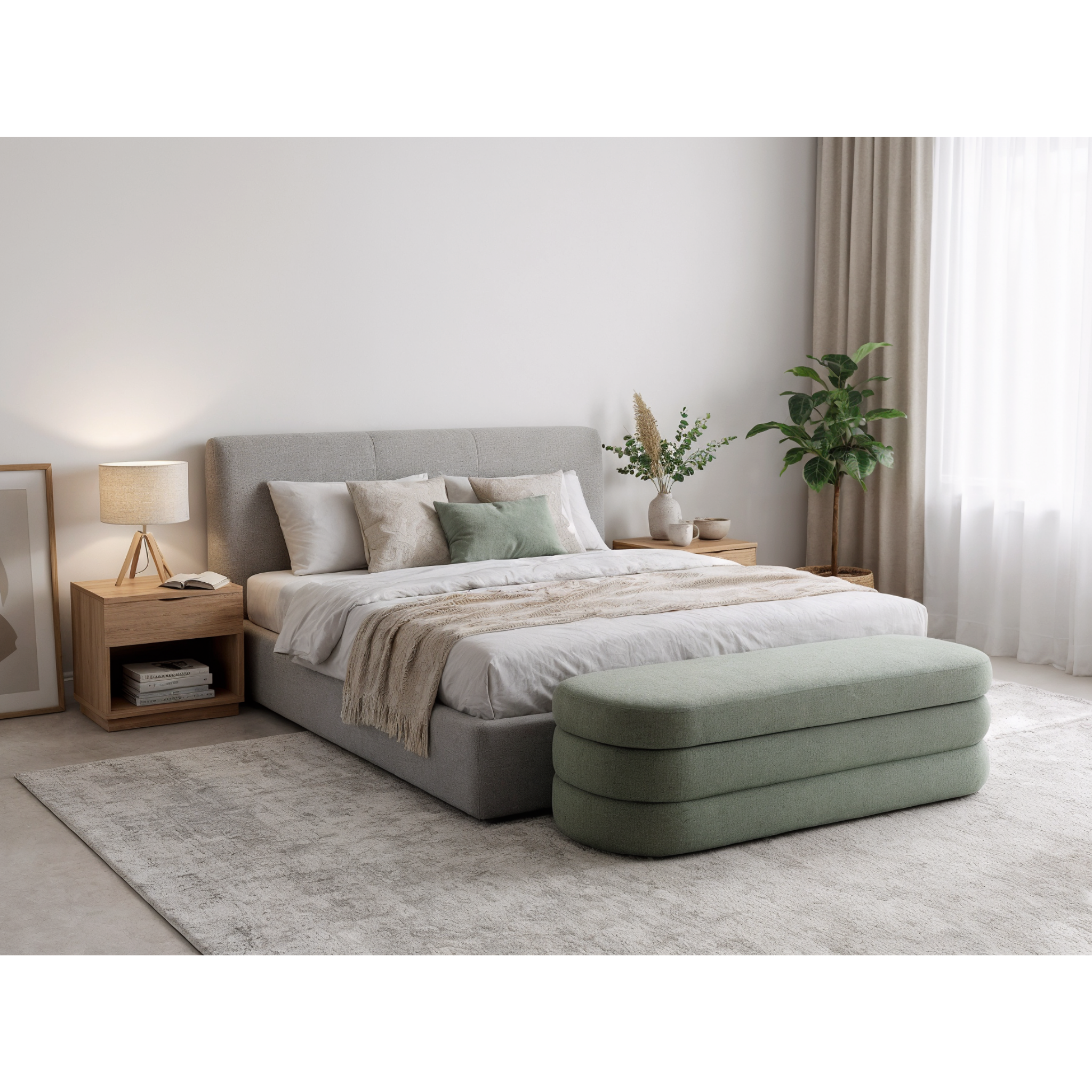 MODE Timo Chenille Storage Bench, Moss Green