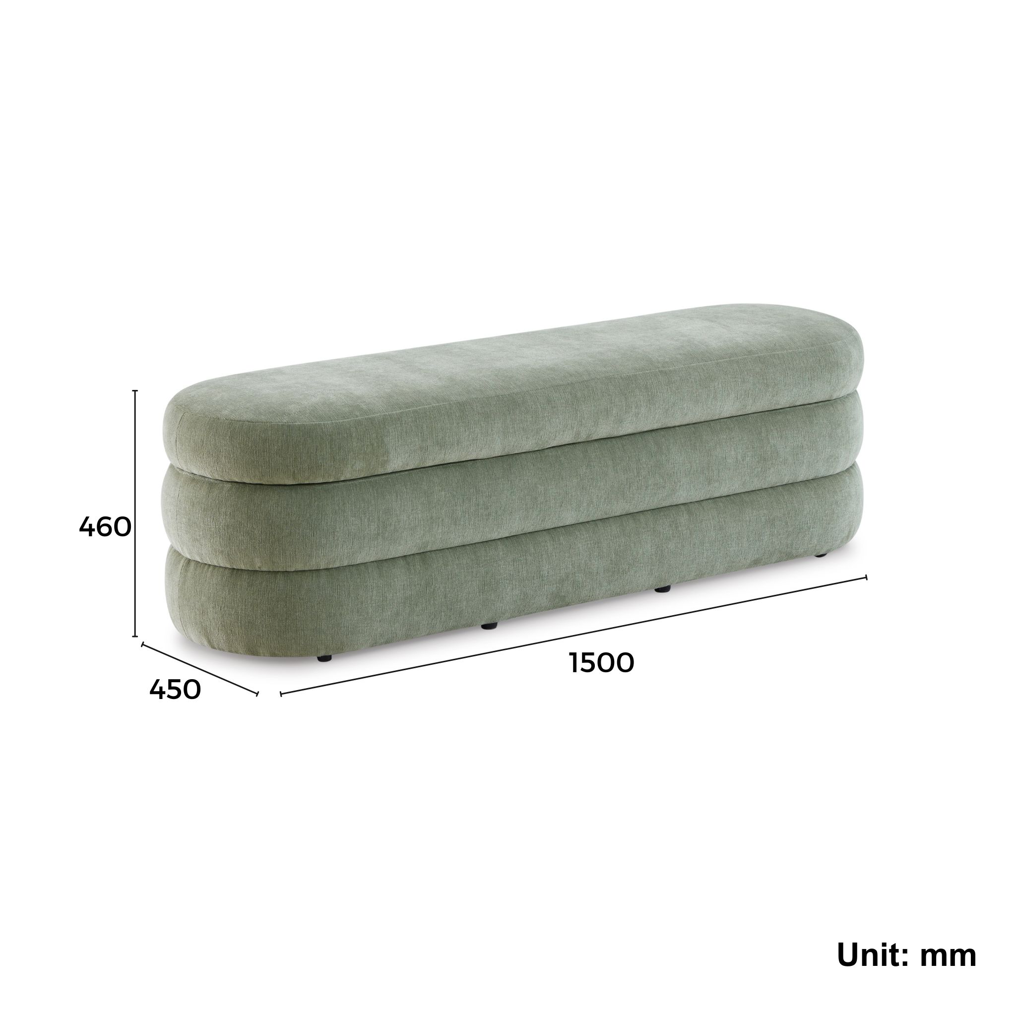 MODE Timo Chenille Storage Bench, Moss Green