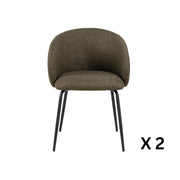 Hjem Design Eleanor Dining Chair with Armrest, Green, Set of 2