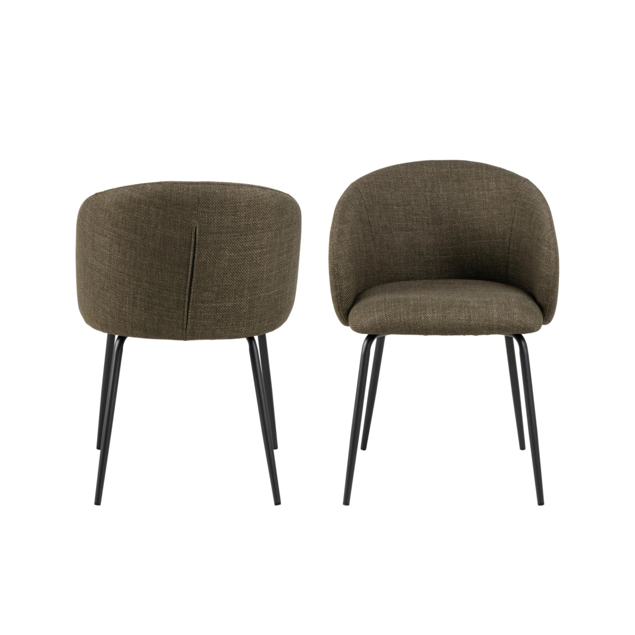 Hjem Design Eleanor Dining Chair with Armrest, Green, Set of 2