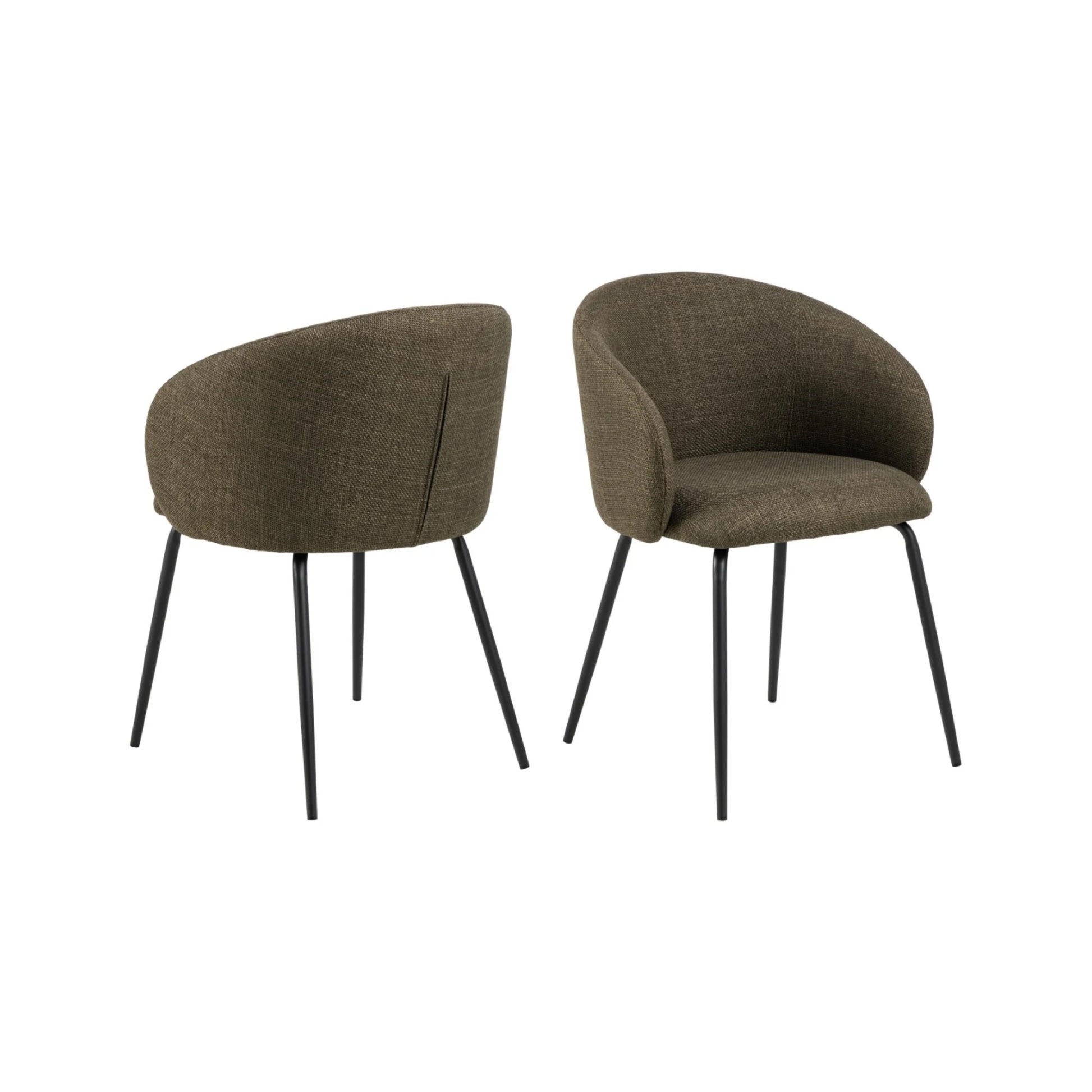 Hjem Design Eleanor Dining Chair with Armrest, Green, Set of 2