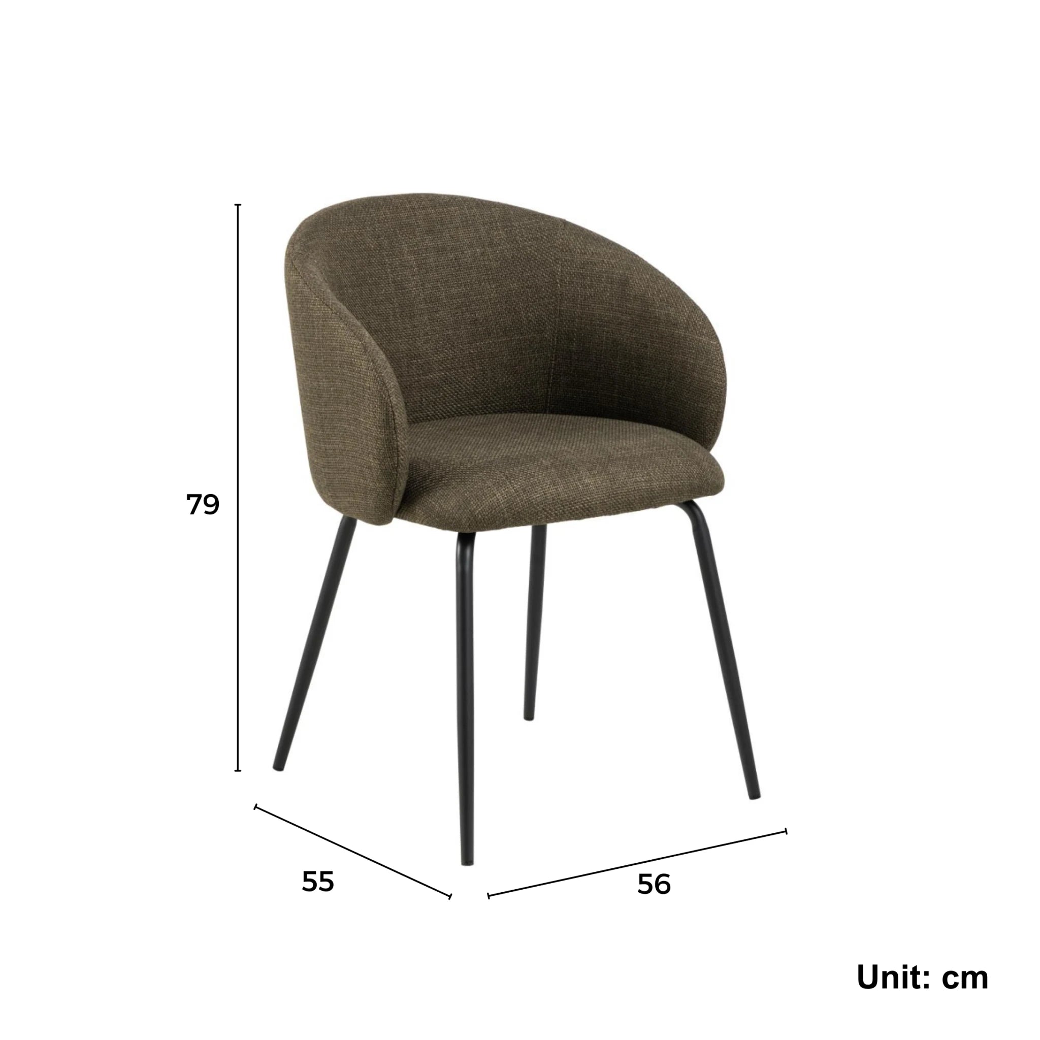 Hjem Design Eleanor Dining Chair with Armrest, Green, Set of 2