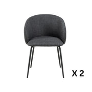 Hjem Design Eleanor Dining Chair with Armrest, Grey, Set of 2