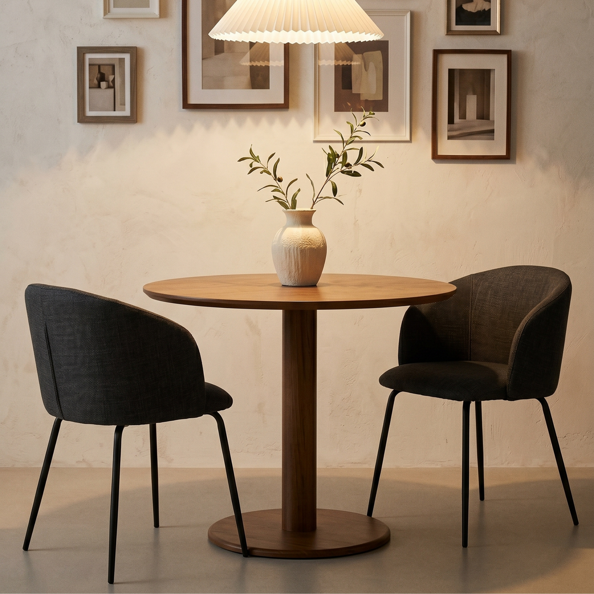 Hjem Design Elmar Dining Chair with Armrest, Grey, Set of 2