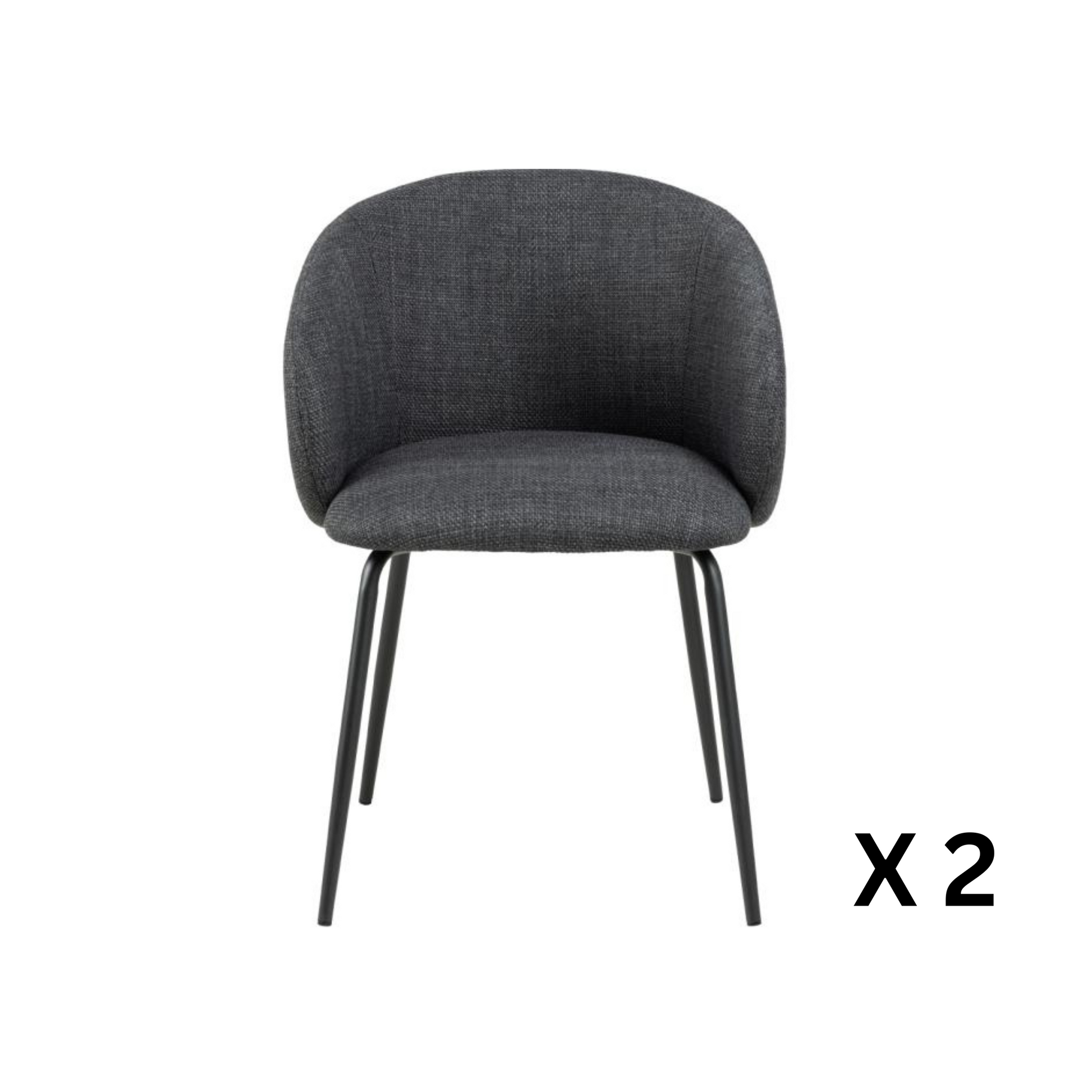 Hjem Design Elmar Dining Chair with Armrest, Grey, Set of 2