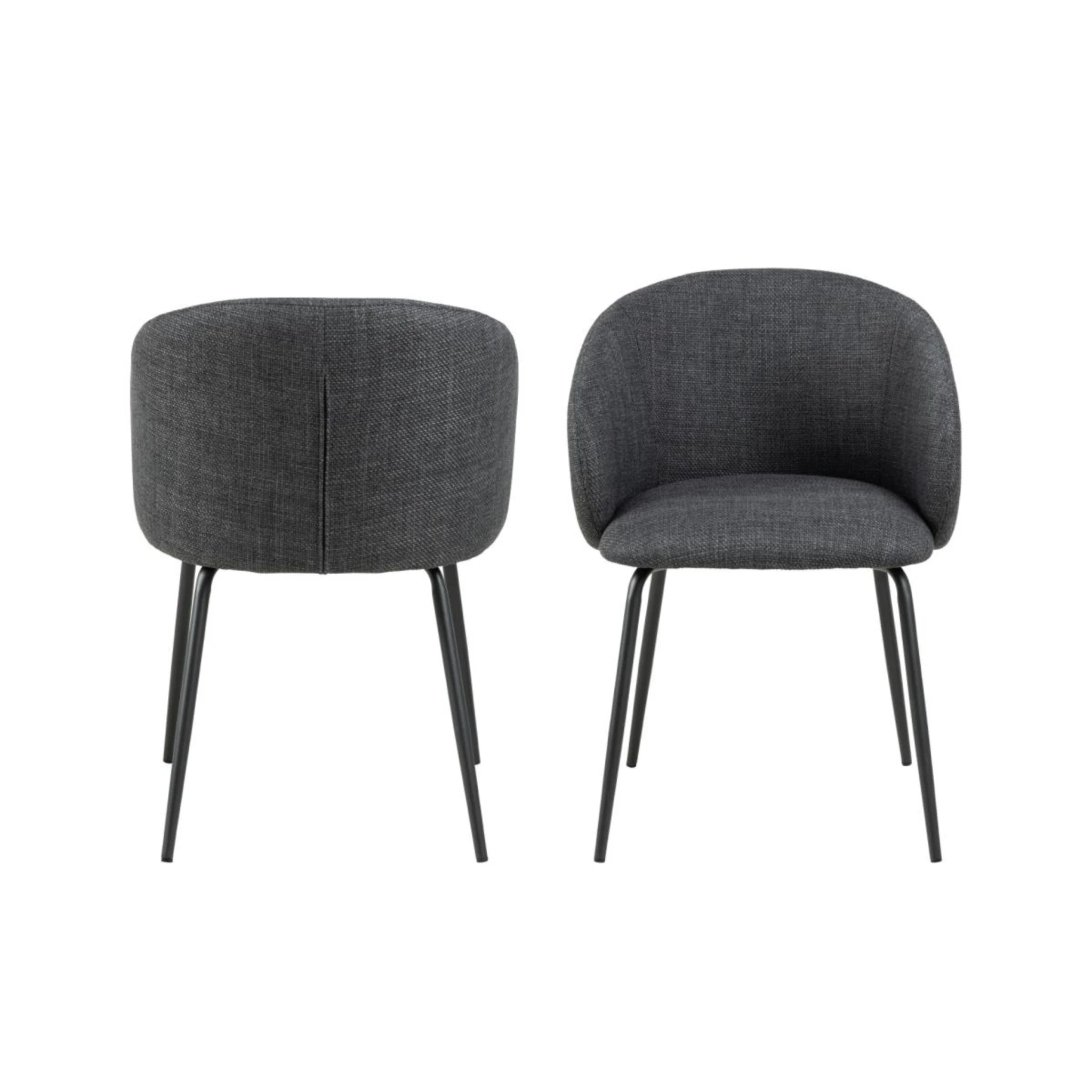 Hjem Design Eleanor Dining Chair with Armrest, Grey, Set of 2
