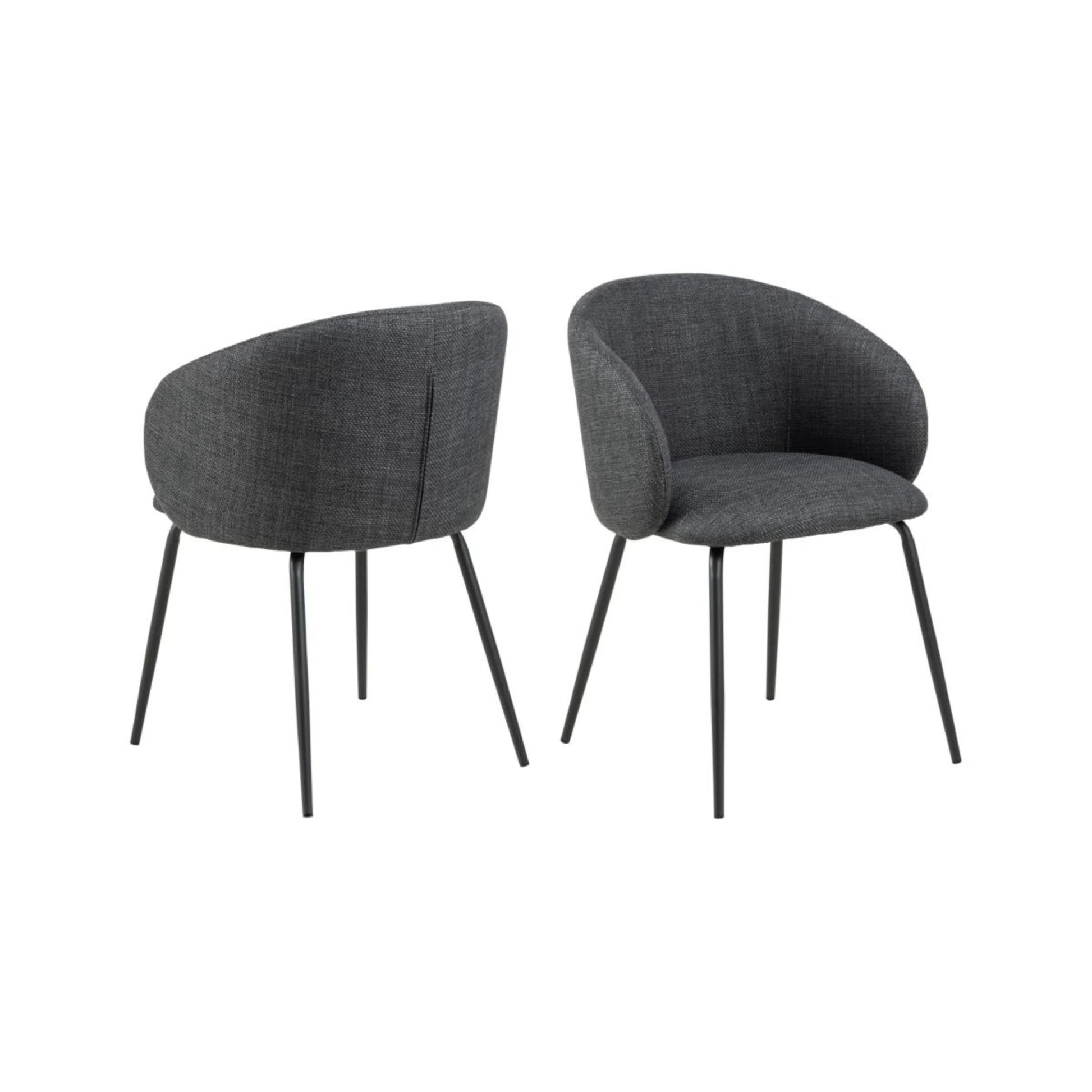 Hjem Design Eleanor Dining Chair with Armrest, Grey, Set of 2