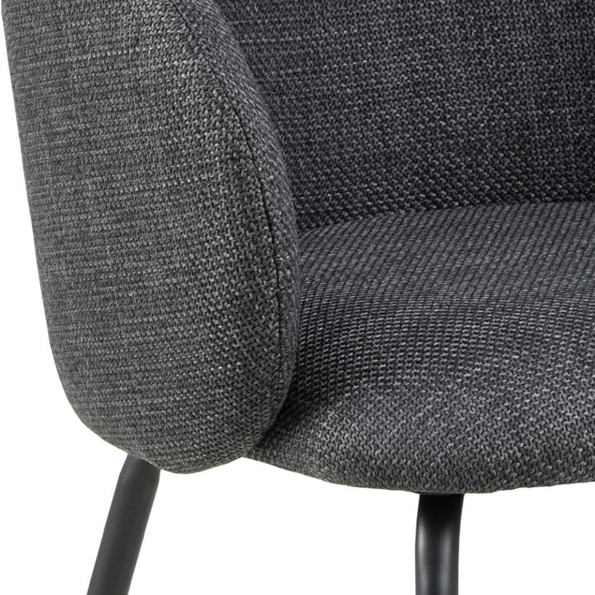 Hjem Design Elmar Dining Chair with Armrest, Grey, Set of 2