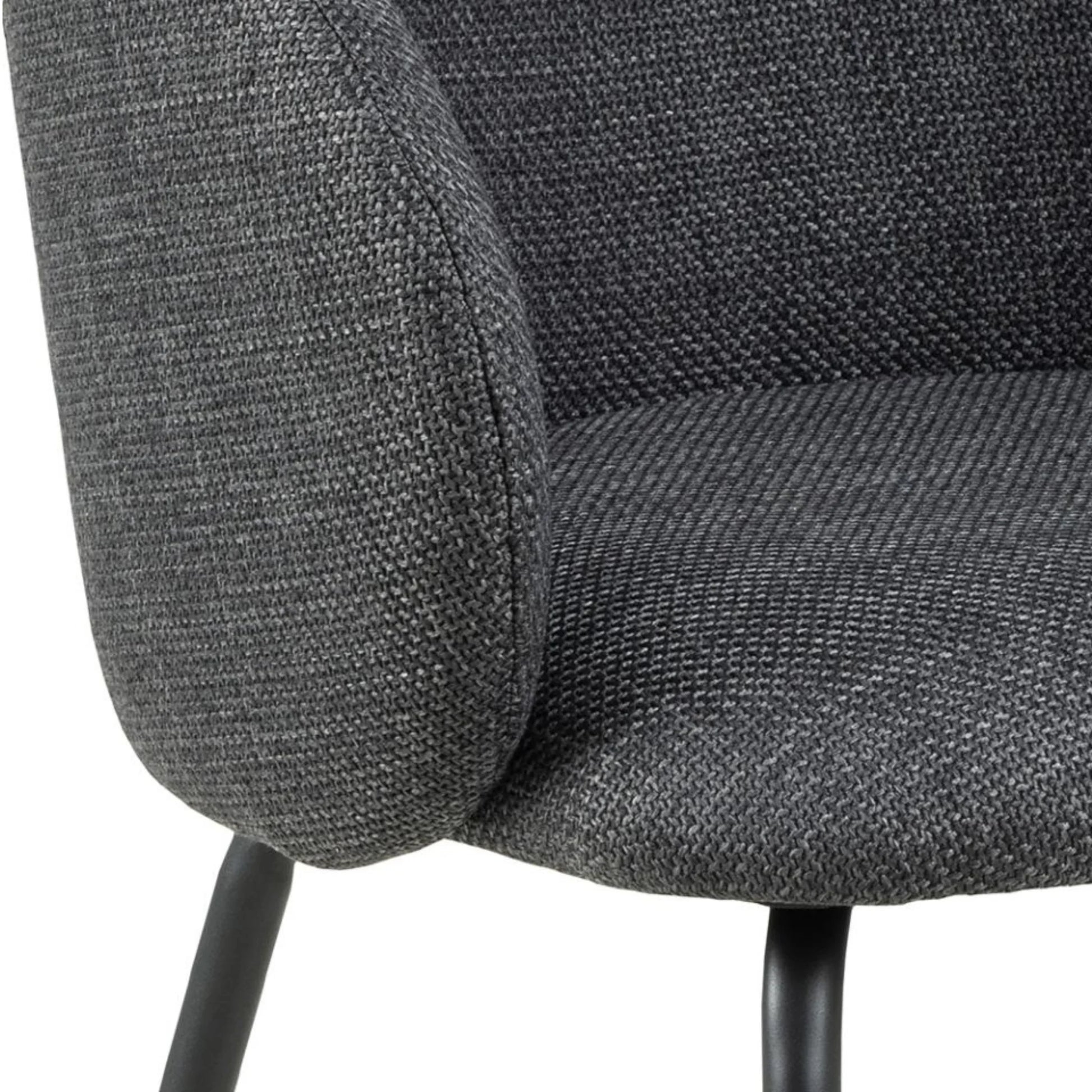 Hjem Design Eleanor Dining Chair with Armrest, Grey, Set of 2