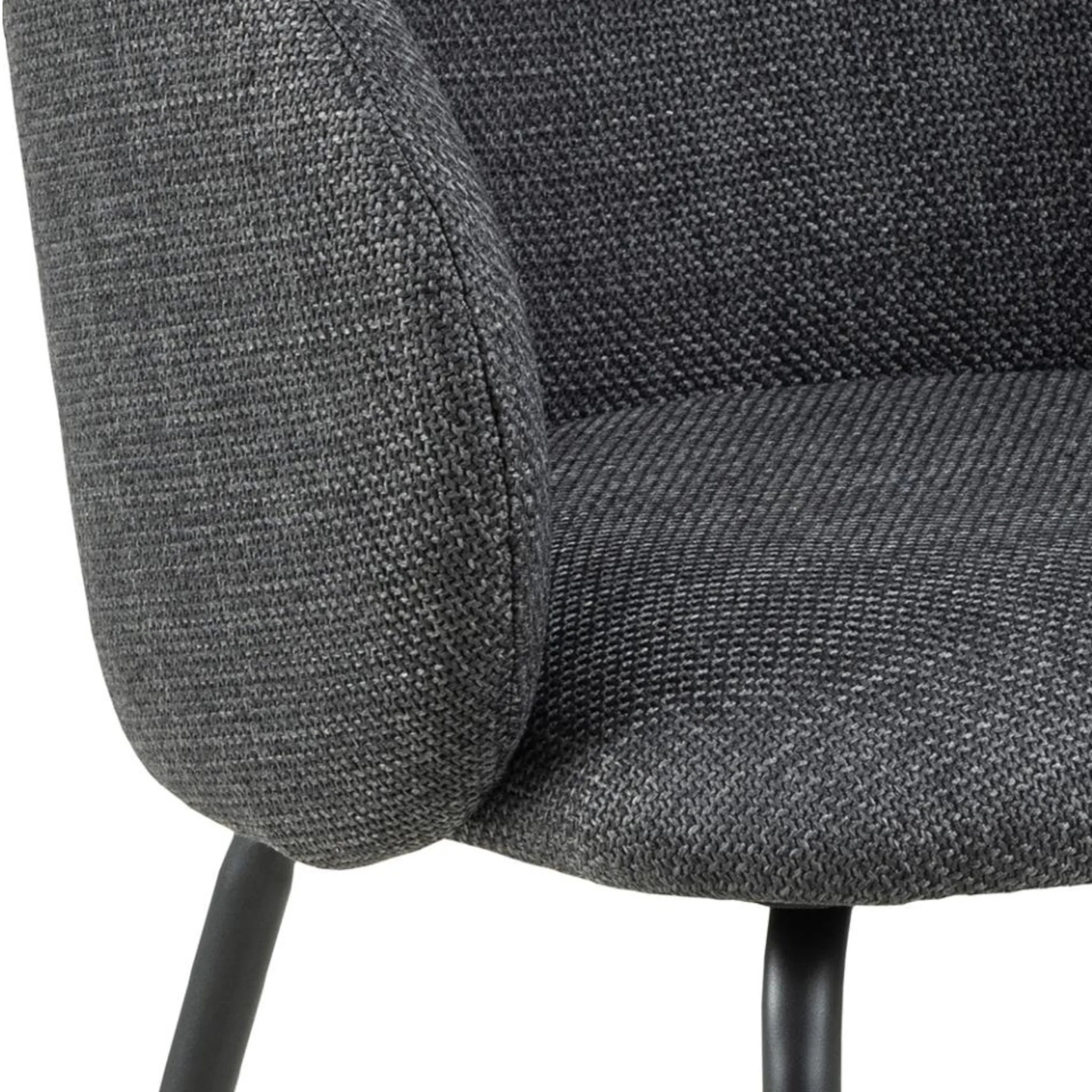 Hjem Design Eleanor Dining Chair with Armrest, Grey, Set of 2