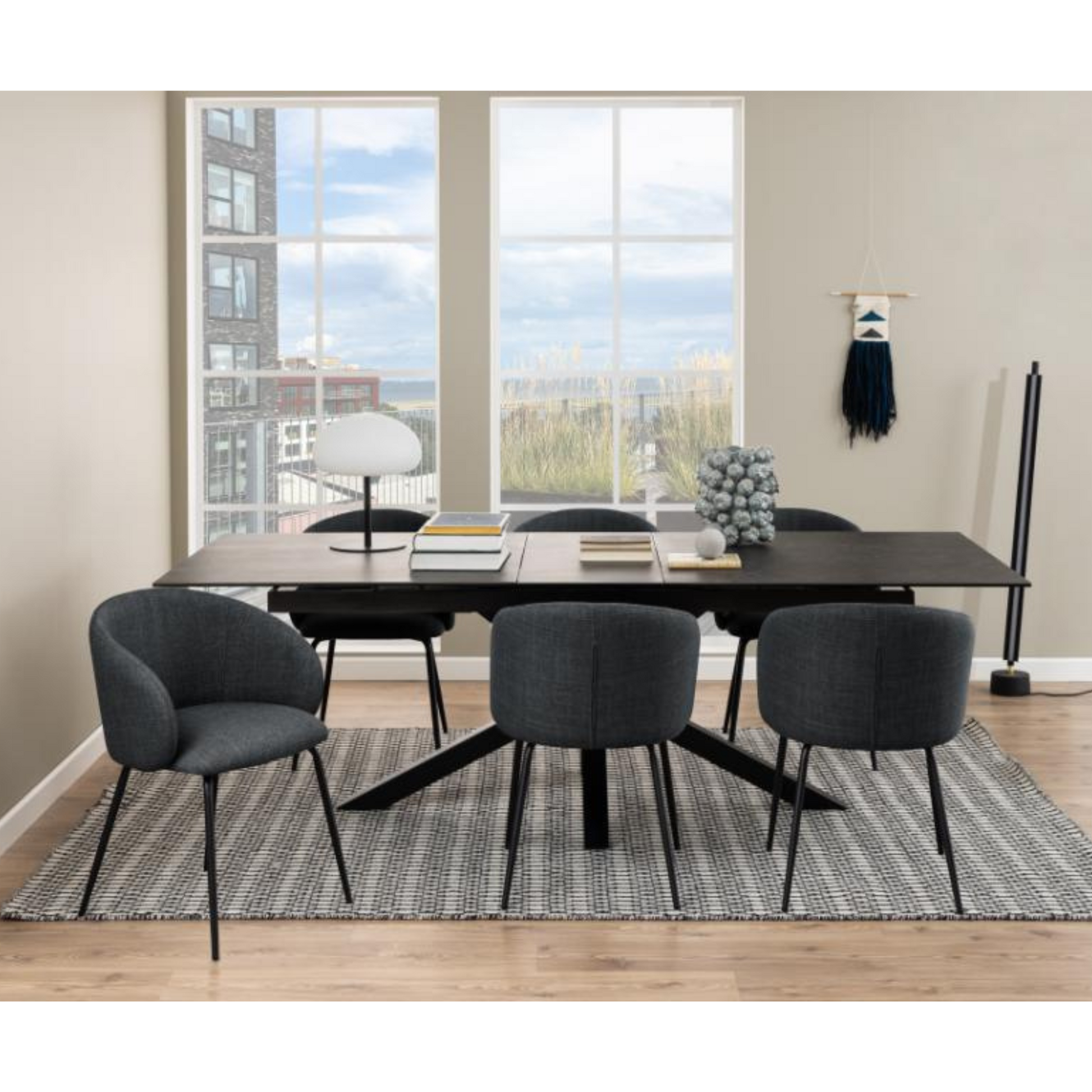 Hjem Design Elmar Dining Chair with Armrest, Grey, Set of 2