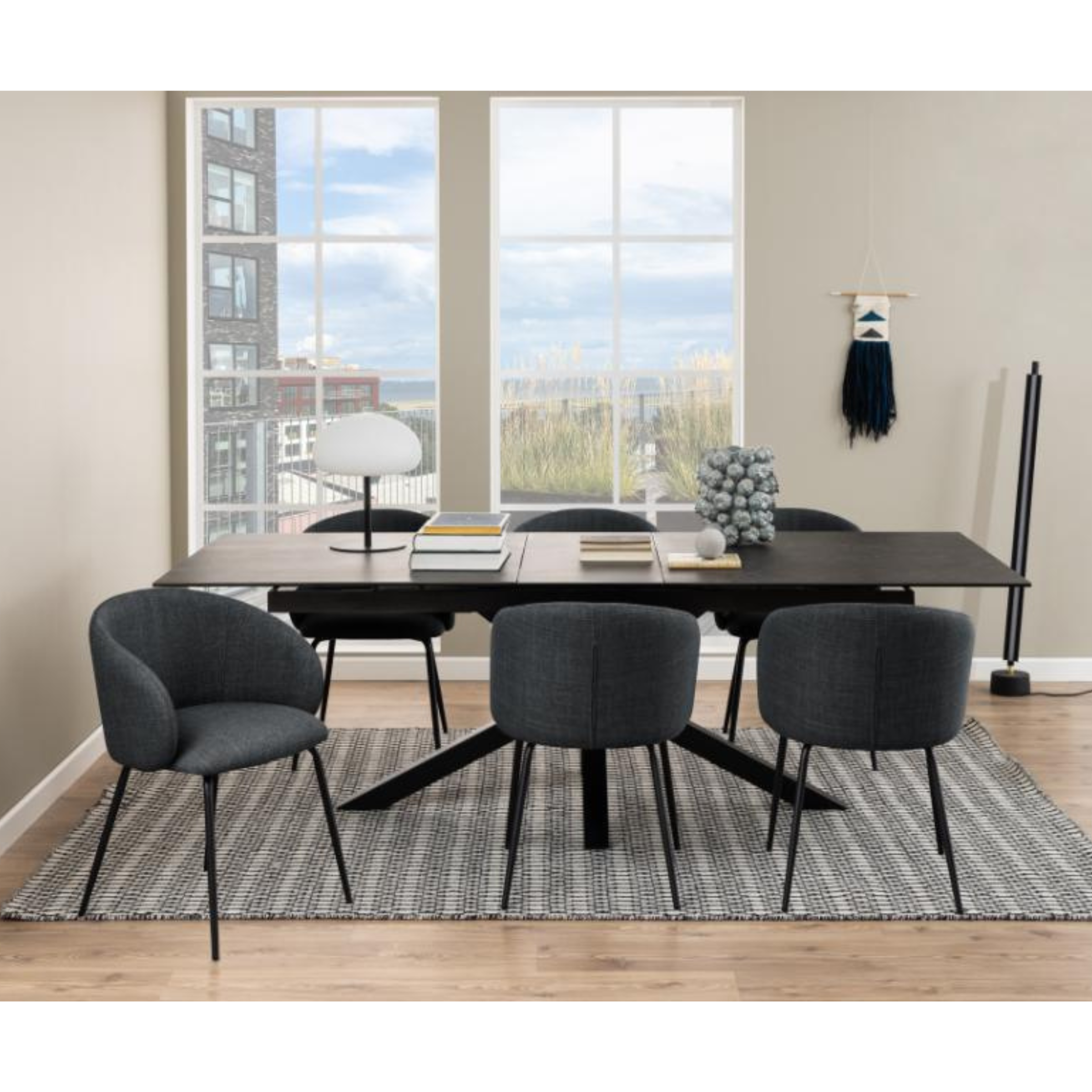 Hjem Design Elmar Dining Chair with Armrest, Grey, Set of 2