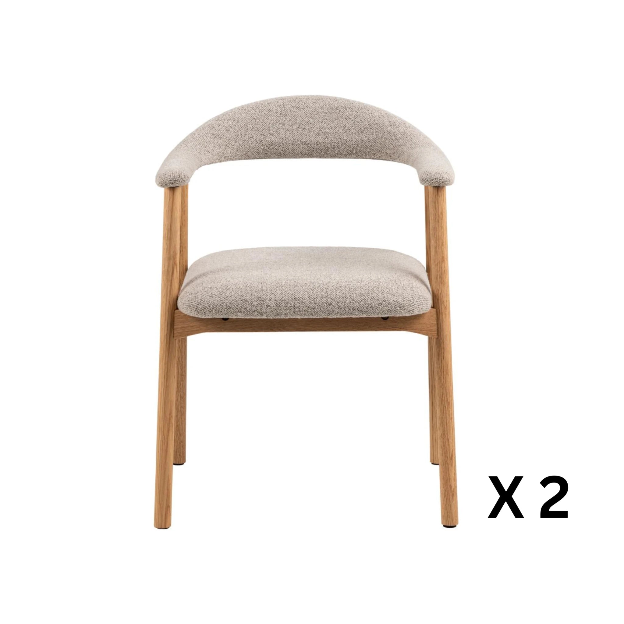 Hjem Design Addi Boucle Dining Chair with Armrest, Set of 2