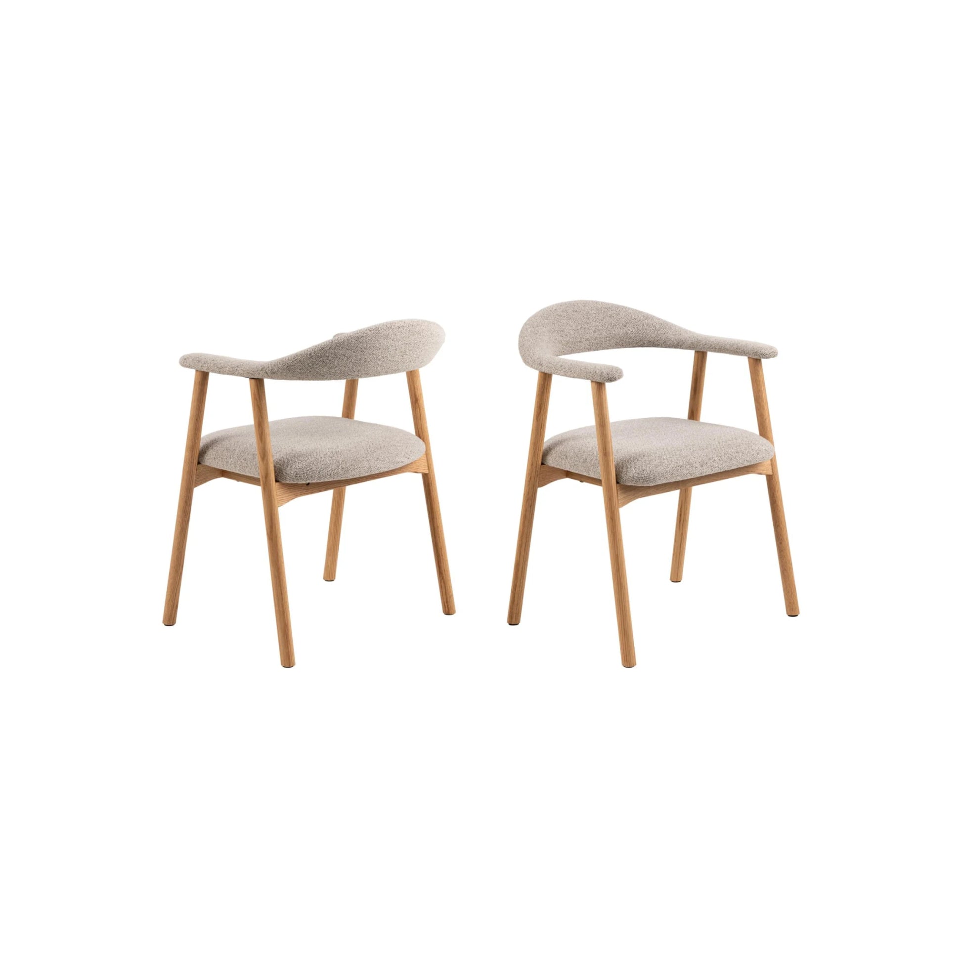 Hjem Design Addi Boucle Dining Chair with Armrest, Set of 2