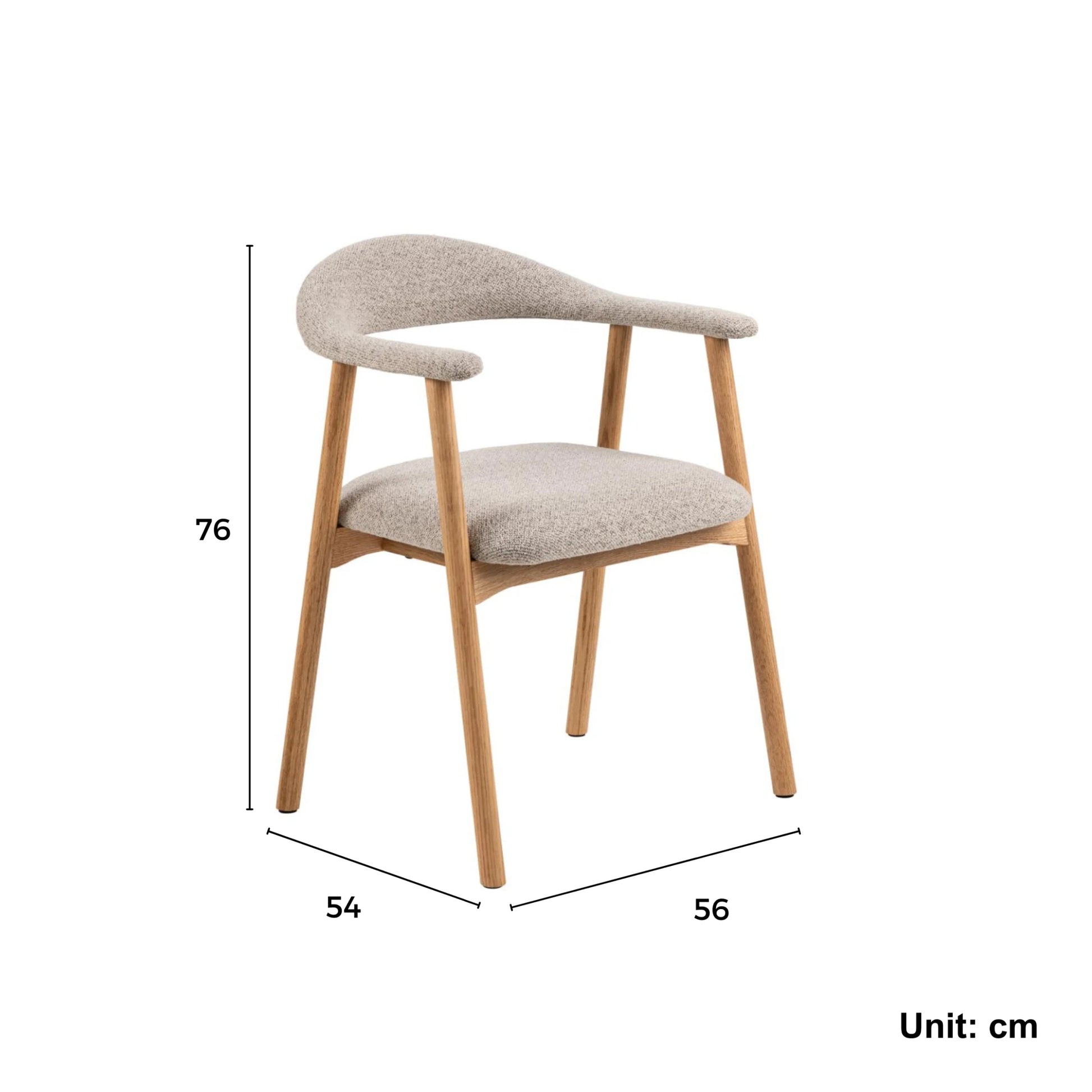 Hjem Design Addi Boucle Dining Chair with Armrest, Set of 2