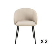 Hjem Design Elmar Dining Chair with Armrest, Beige, Set of 2