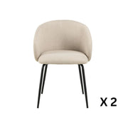 Hjem Design Eleanor Dining Chair with Armrest, Beige, Set of 2