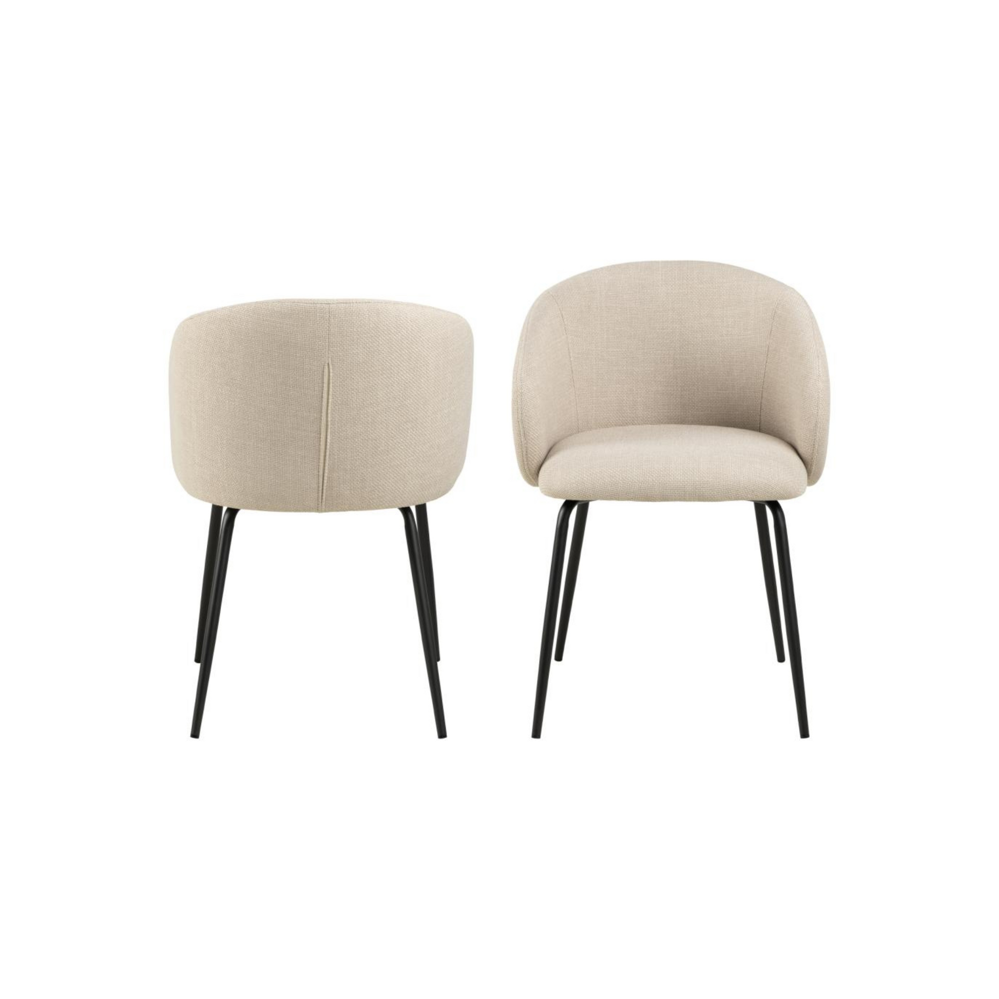 Hjem Design Elmar Dining Chair with Armrest, Beige, Set of 2