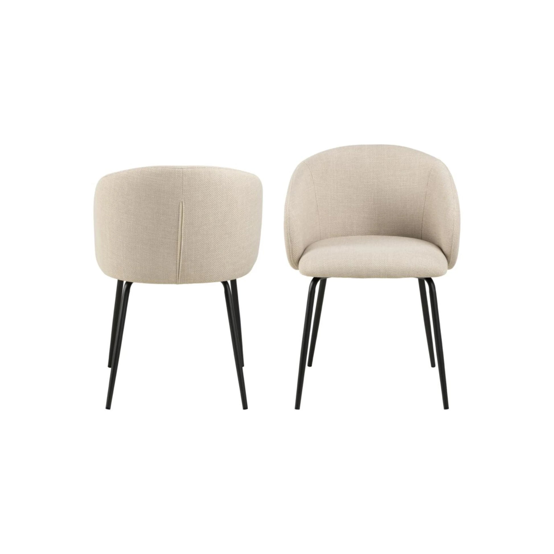 Hjem Design Eleanor Dining Chair with Armrest, Beige, Set of 2