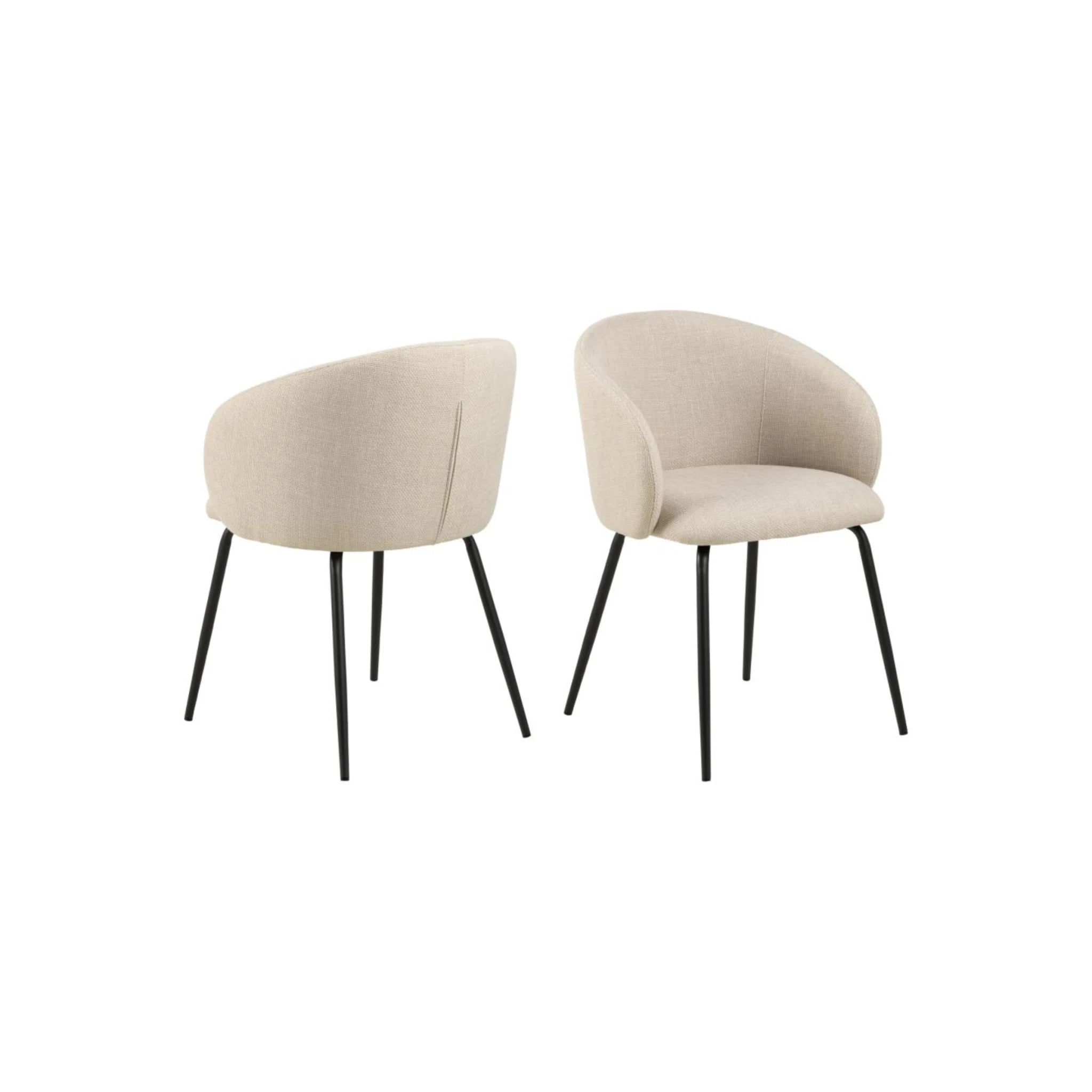 Hjem Design Eleanor Dining Chair with Armrest, Beige, Set of 2