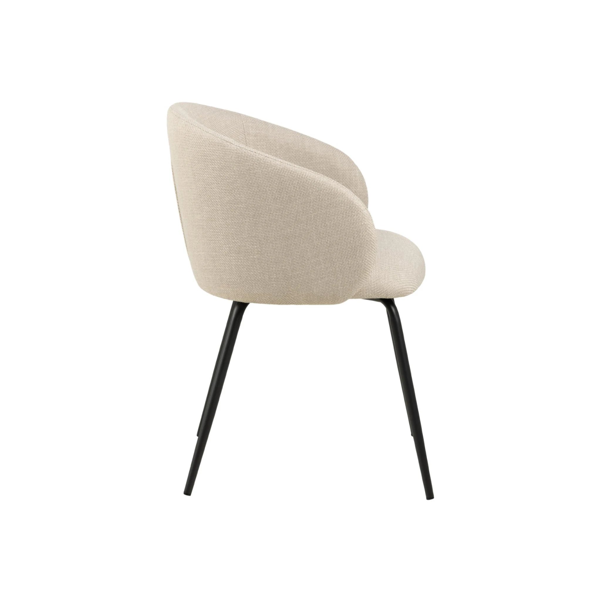 Hjem Design Eleanor Dining Chair with Armrest, Beige, Set of 2