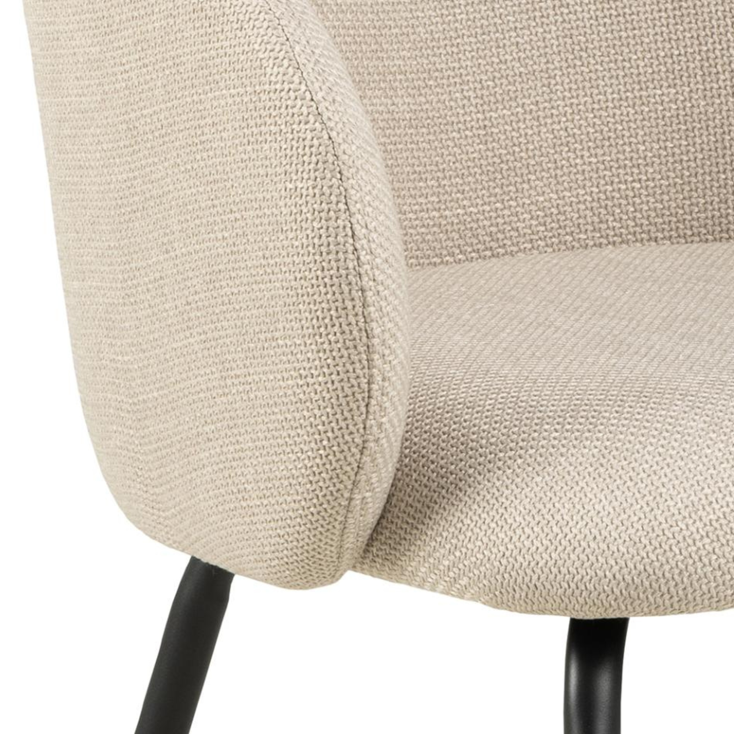 Hjem Design Elmar Dining Chair with Armrest, Beige, Set of 2