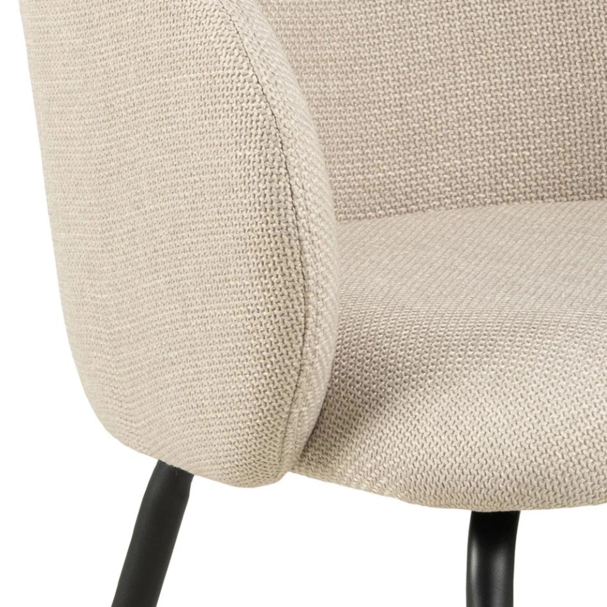Hjem Design Eleanor Dining Chair with Armrest, Beige, Set of 2