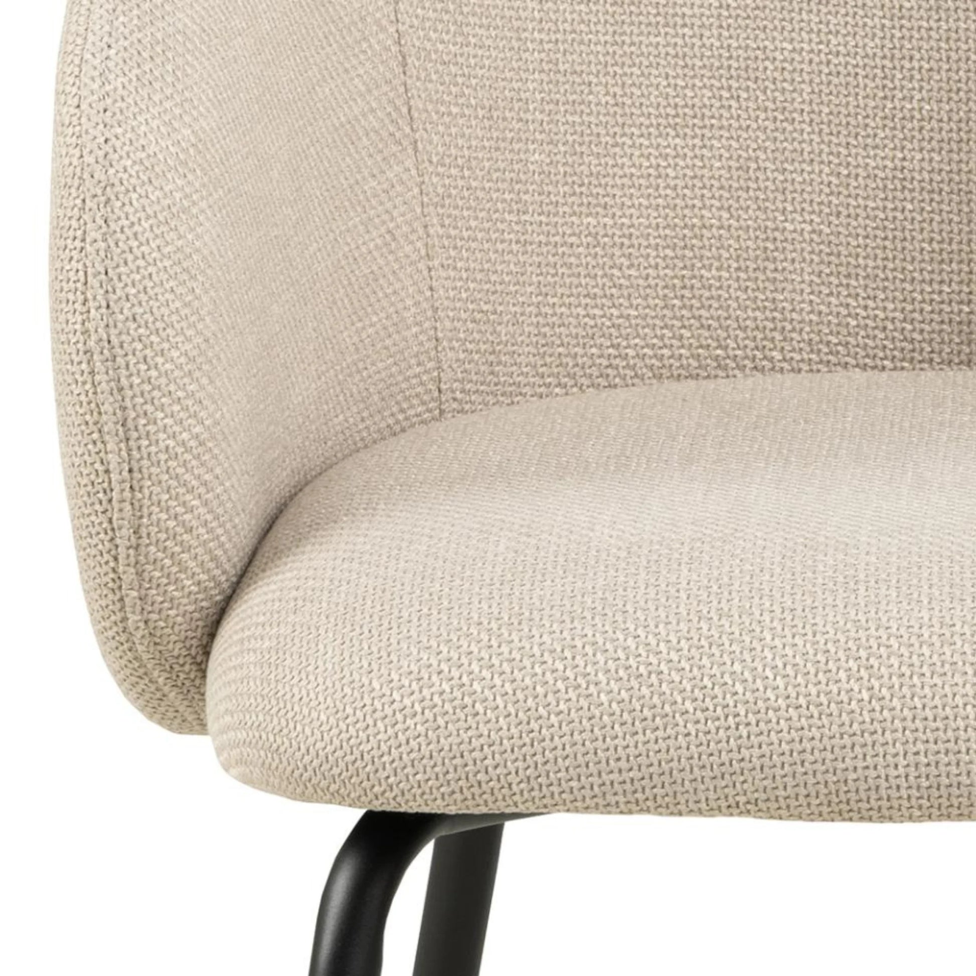Hjem Design Eleanor Dining Chair with Armrest, Beige, Set of 2