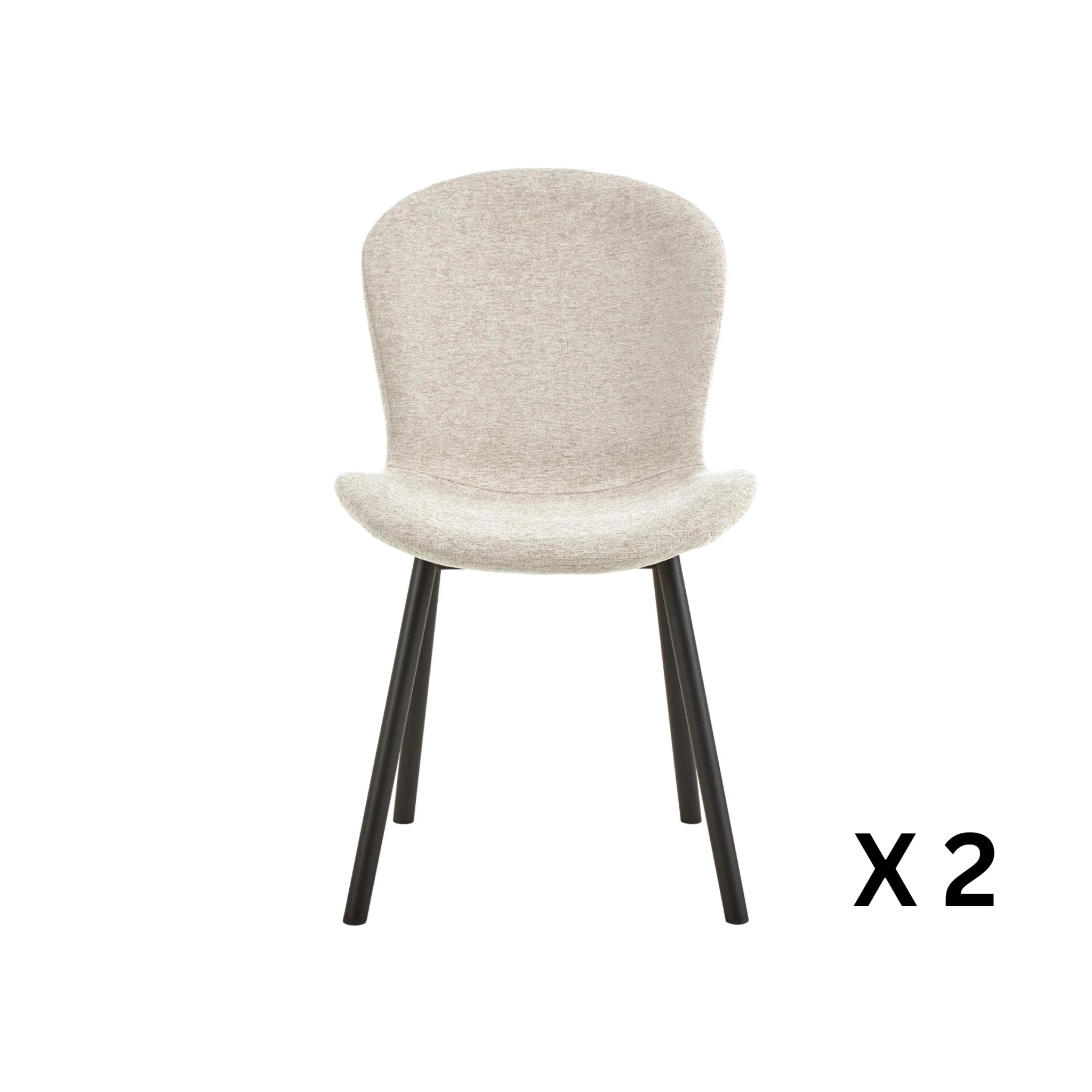Hjem Design Esra Dining Chair, Beige, Set of 2