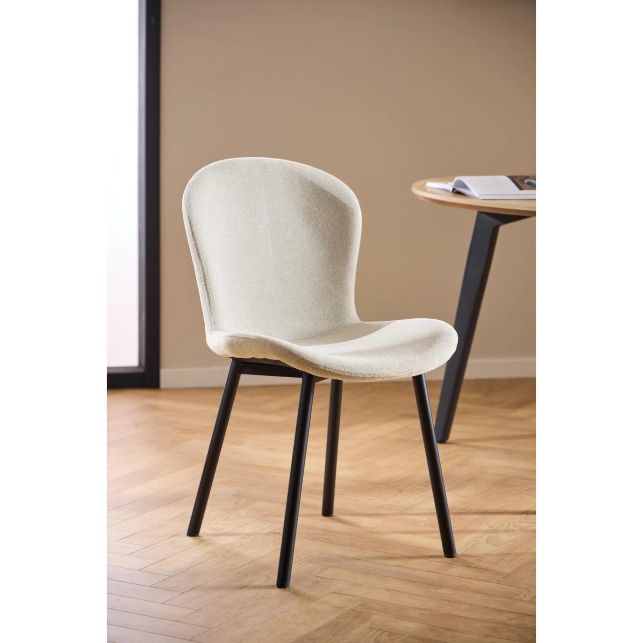 Hjem Design Esra Dining Chair, Beige, Set of 2