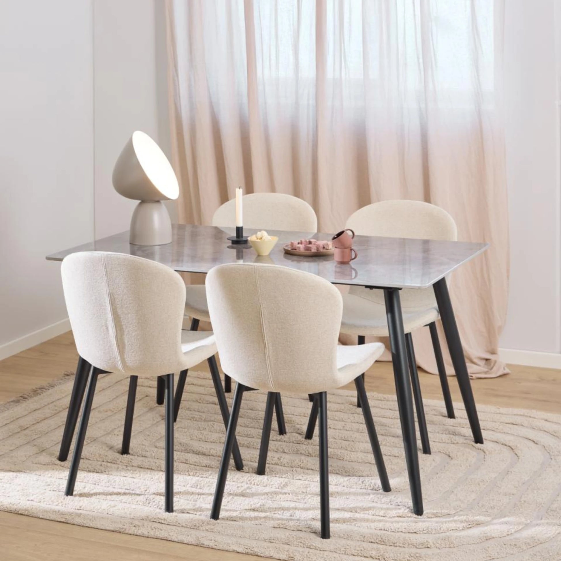 Hjem Design Esra Dining Chair, Beige, Set of 2