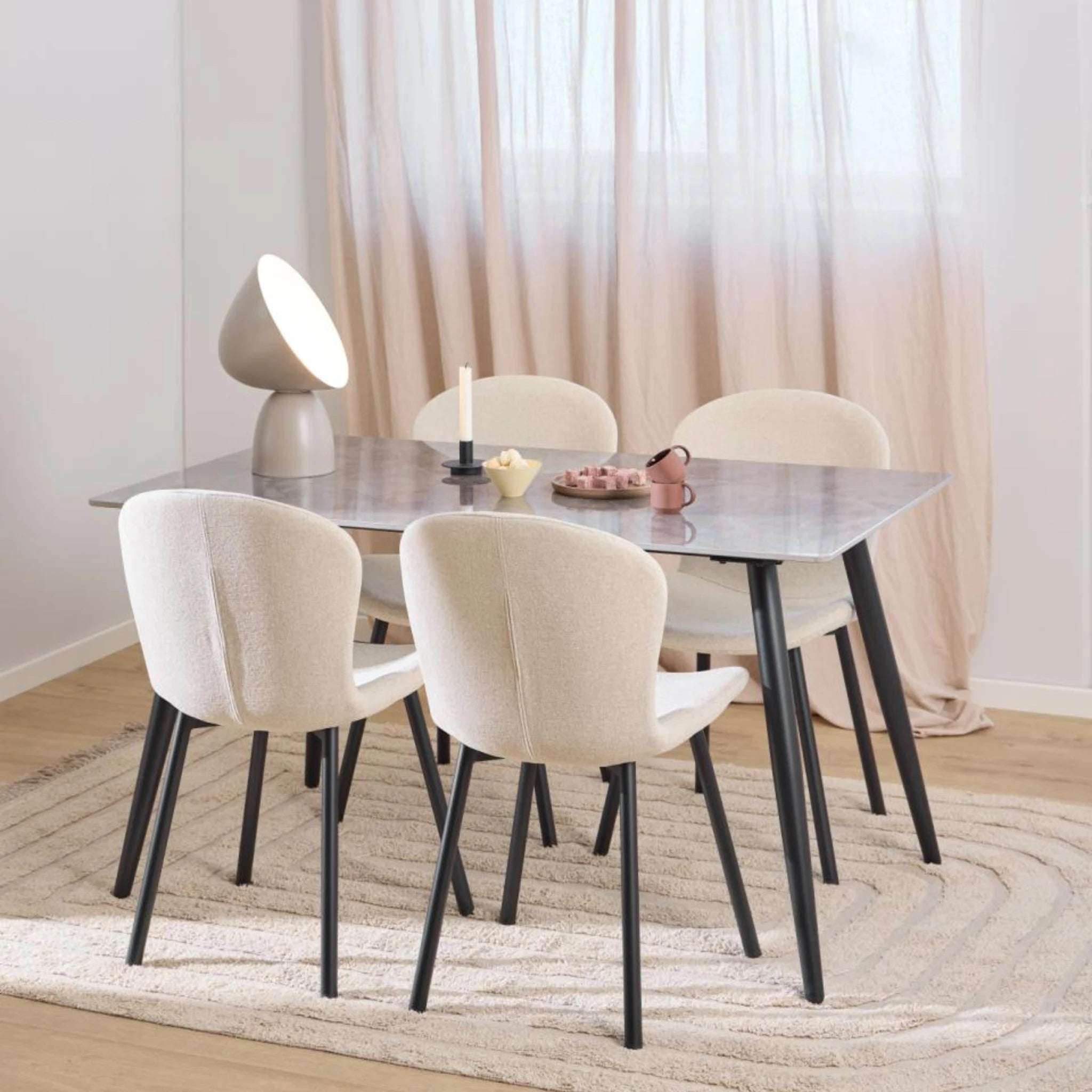 Hjem Design Esra Dining Chair, Beige, Set of 2