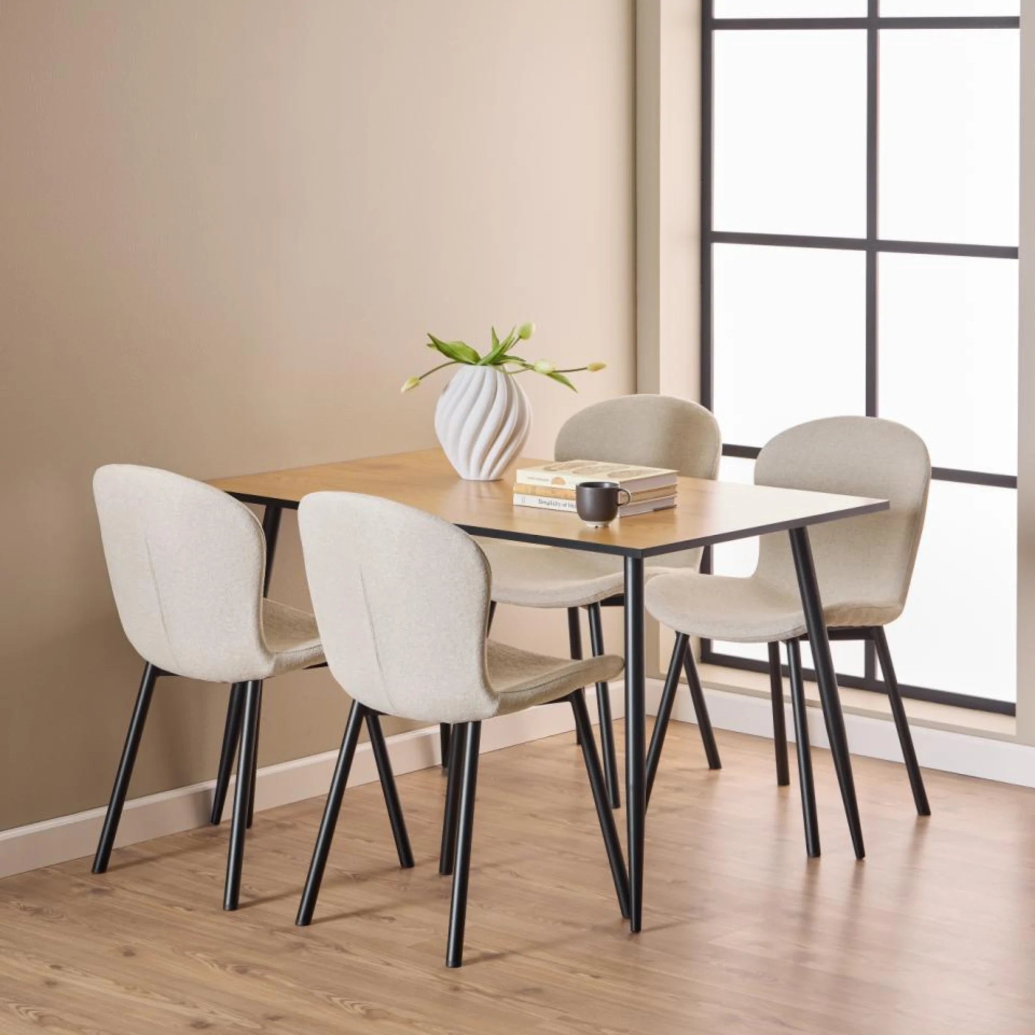 Hjem Design Esra Dining Chair, Beige, Set of 2