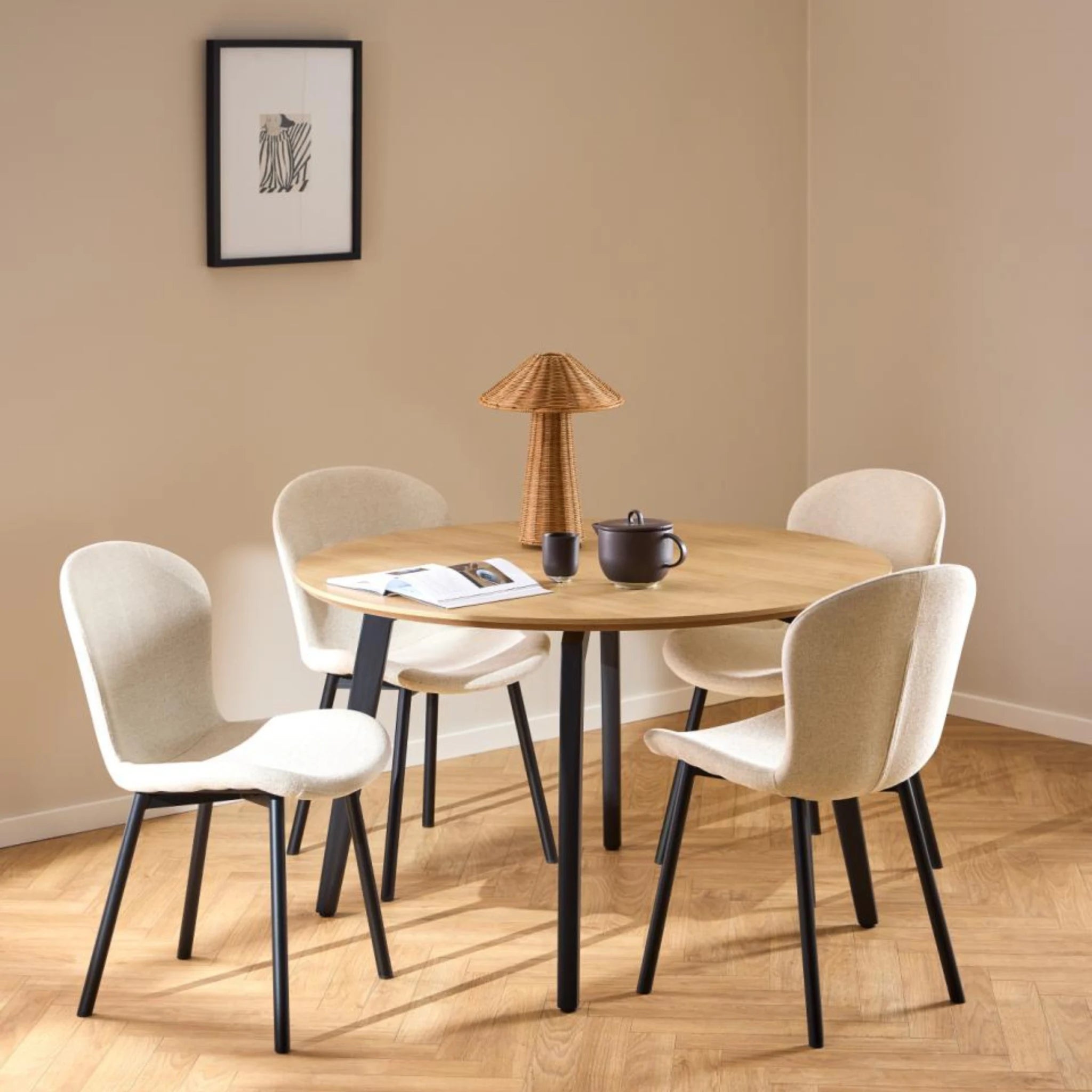 Hjem Design Esra Dining Chair, Beige, Set of 2